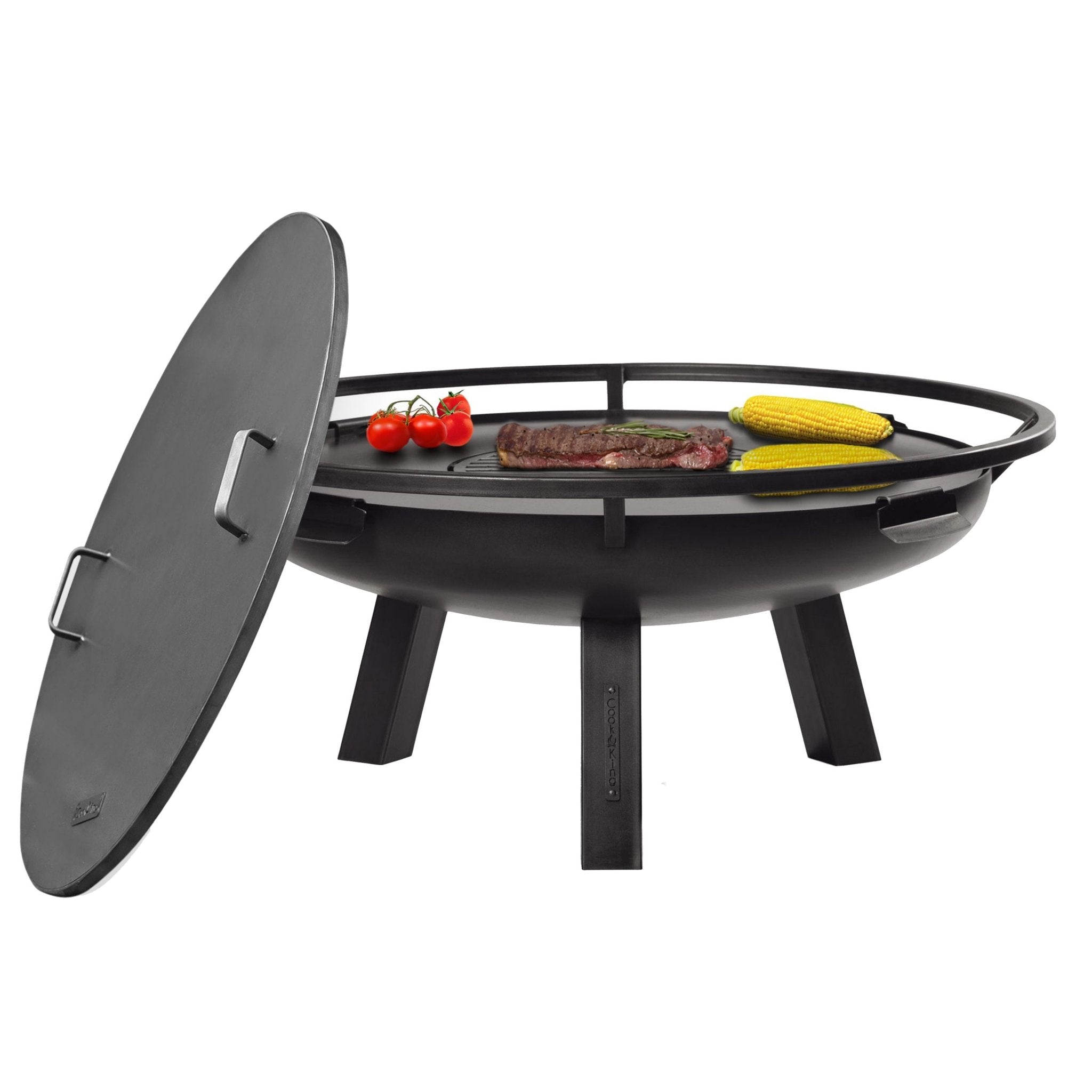 Porto 32-Inch Outdoor Fire Pit with Removable Grill Plate & Cover - Perfect for Backyard, Camping, and Patio Gatherings