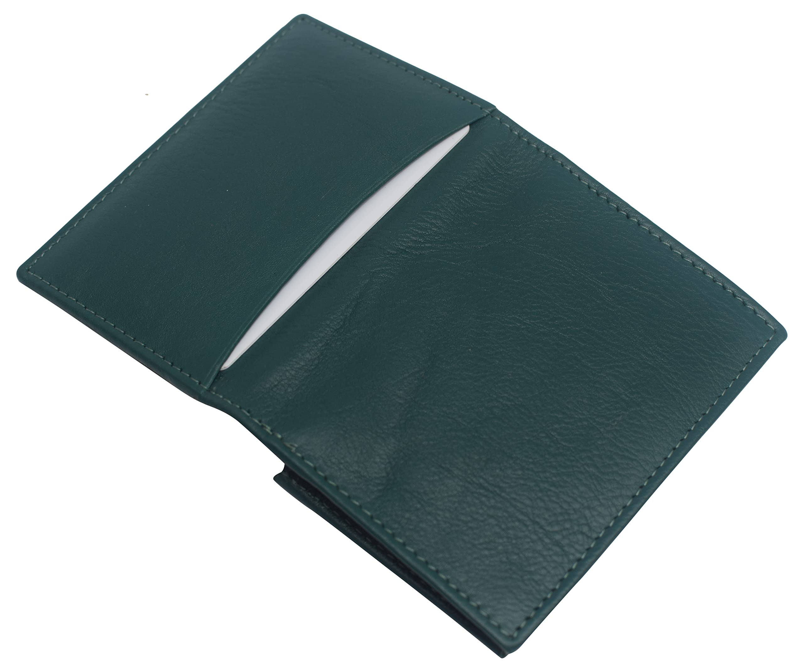 Premium Genuine Leather Business Card Holder - RFID Blocking Credit Card & ID Window Wallet for Men & Women - Perfect for Office, Networking & Travel (Green)