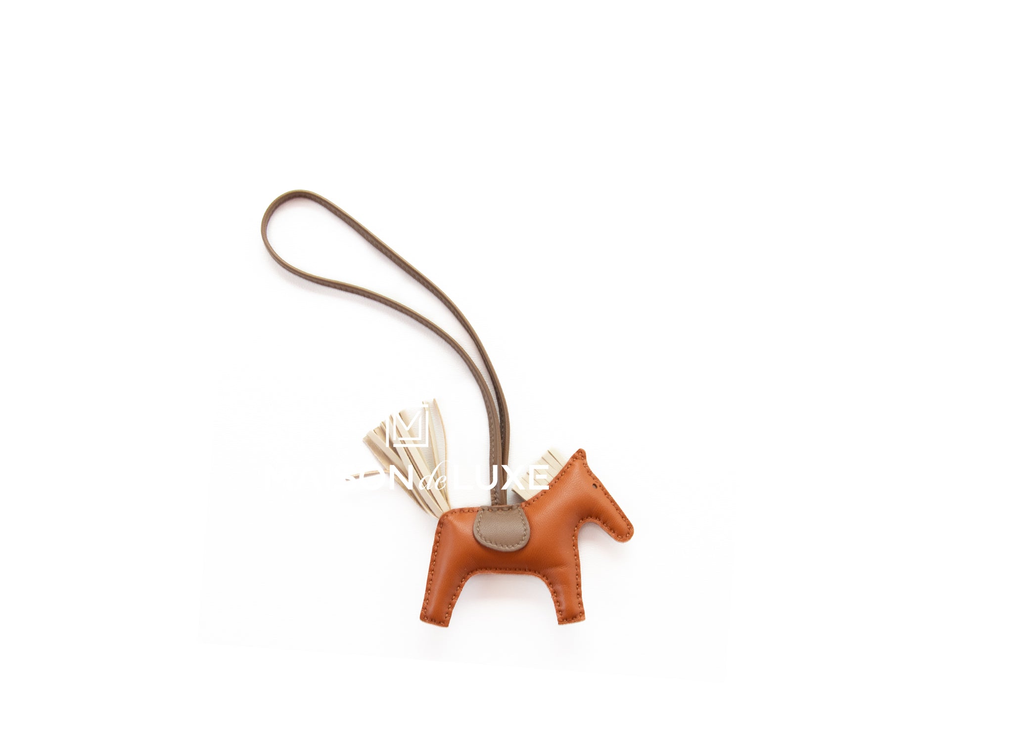 Authentic Hermes Gold, Craie & Etoupe Rodeo PM Bag Charm - Luxury Horse Design for Handbags, Purses & Accessories | Perfect Gift for Fashion Lovers & Hermes Collectors