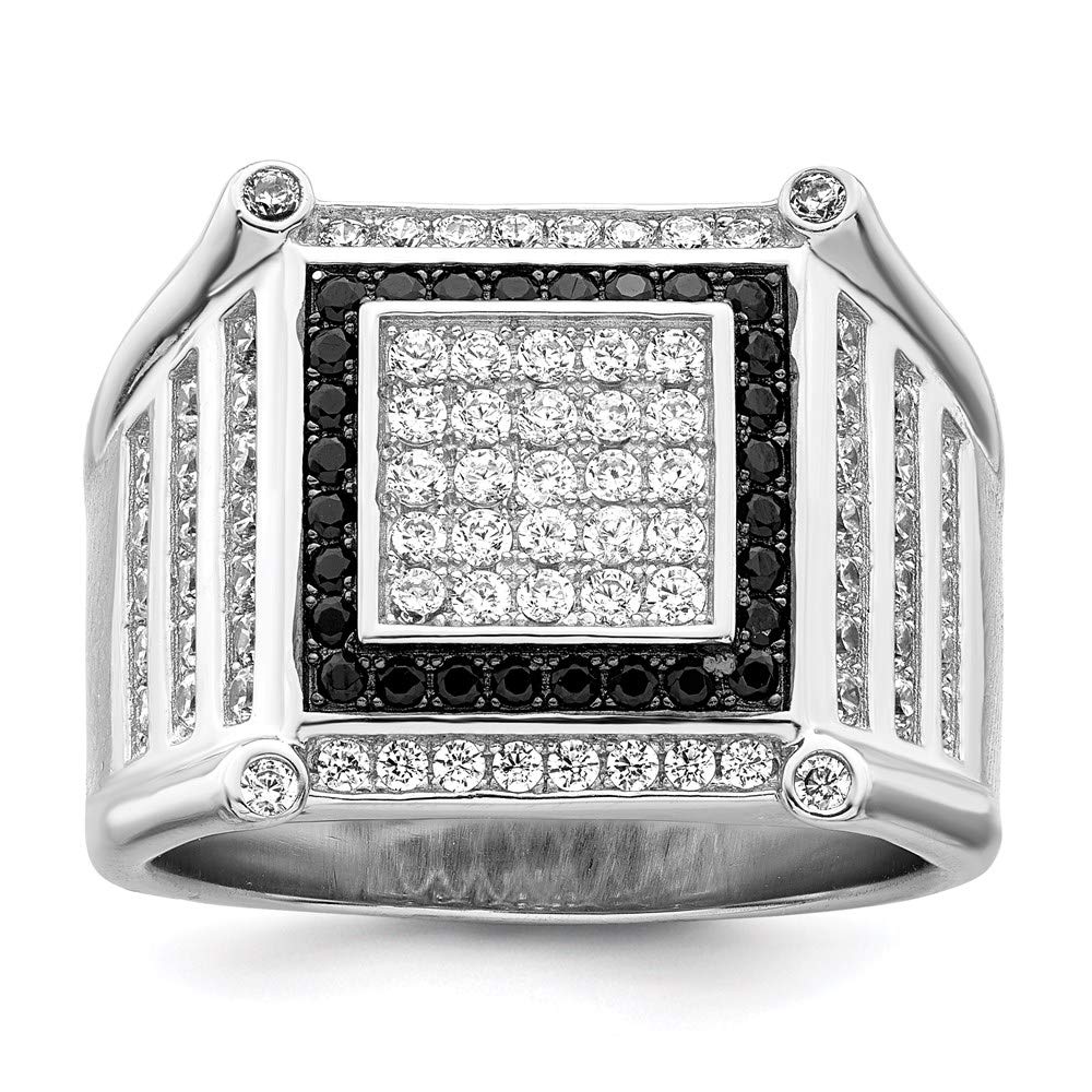 925 Sterling Silver Men's Black & White Cubic Zirconia Ring - Elegant Fine Jewelry for Him, Perfect Gift for Anniversary, Birthday & Special Occasions - Ideal for Date Nights, Weddings & Formal Events