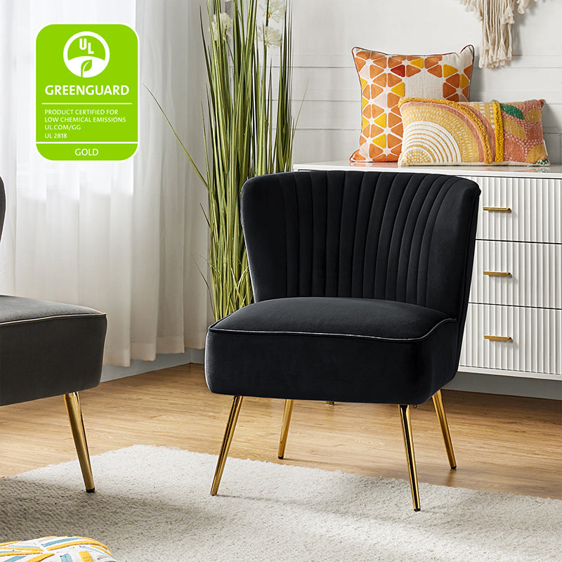 Lola Velvet Side Chair - Modern Upholstered Accent Chair for Living Room, Bedroom & Office - Soft Velvet Fabric with Sturdy Wooden Legs - Perfect for Dining, Lounge & Home Decor