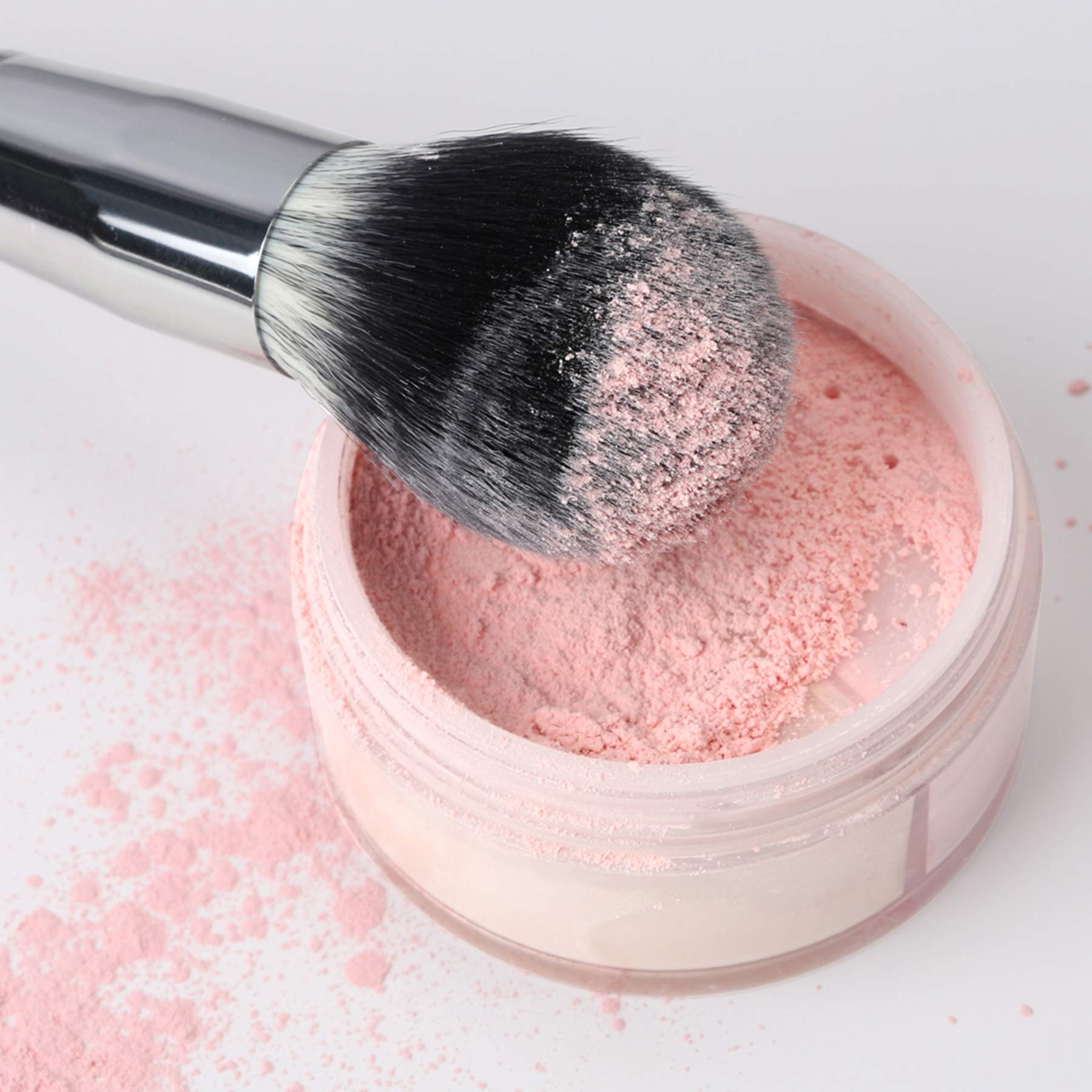 Vtrem 2-Piece Professional Face Blush & Foundation Makeup Brush Set - Soft Mineral Powder Brush for Full Coverage, Loose Powder Application & Seamless Blending | Perfect for Everyday Makeup, Contouring & Buffing