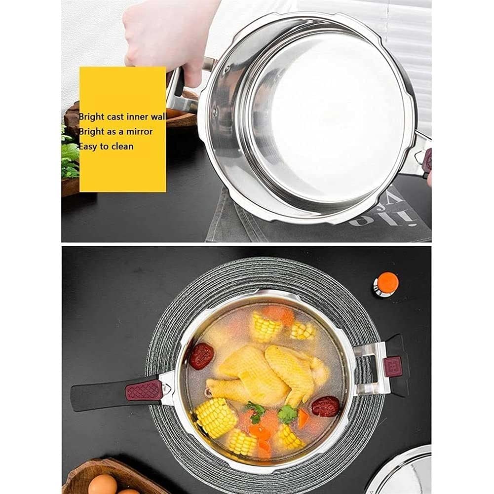 **5L Stainless Steel Pressure Cooker - Explosion-Proof, Thickened Design for Gas & Induction Hobs - Large Capacity for Family Cooking, Soups & Meal Prep**