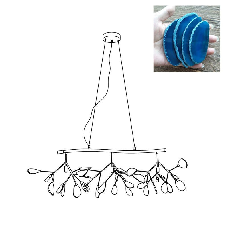 Agate Flake Chandelier - Elegant Natural Stone Crystal Ceiling Light Fixture for Dining Room, Living Room, Bedroom Decor | Modern Luxury Home Lighting