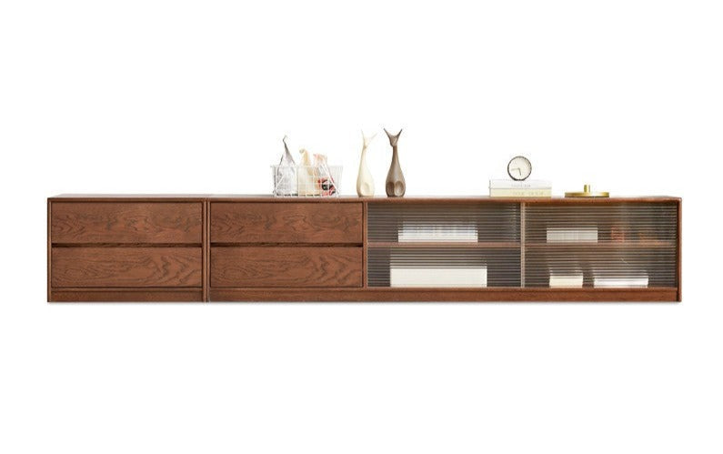 Solid Oak Wood TV Stand with Storage - Modern Entertainment Center for Living Room, Bedroom & Home Theater