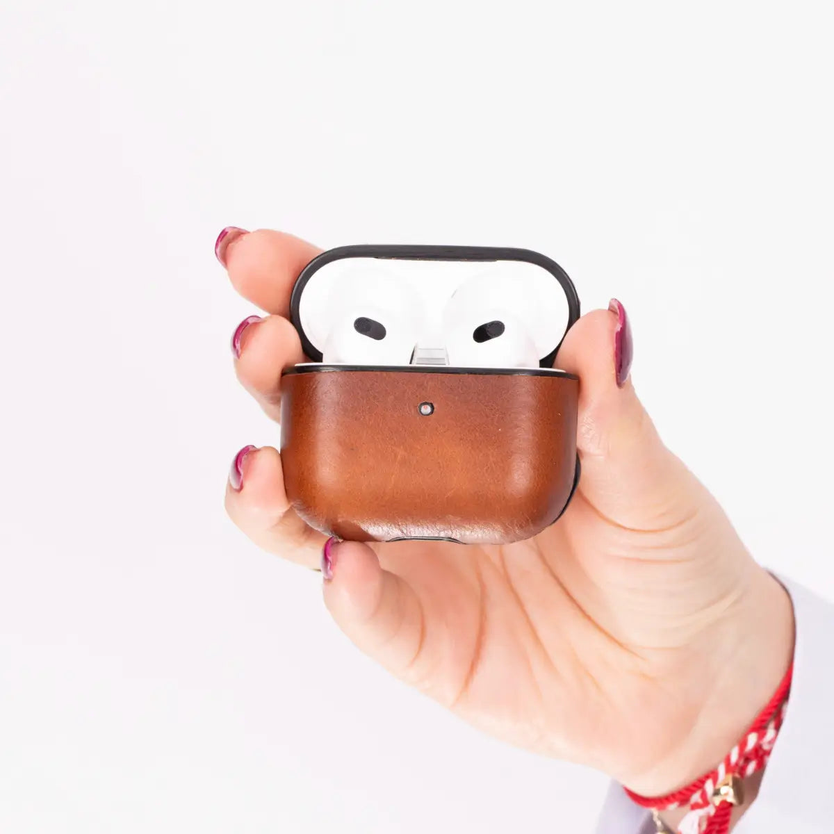 Premium Burnished Tan Leather Case for AirPods 3 - Protective Cover with Secure Fit - Perfect for Travel, Work & Everyday Use