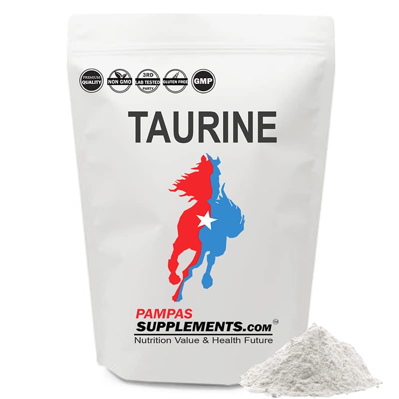 Pampas Supplements Taurine Powder 250g (8.8 oz) - Pure Unflavored Amino Acid Supplement for Pre-Workout Energy, Weight Loss & Eye Health - Ideal for Gym Performance, Fat Burning & Vision Support