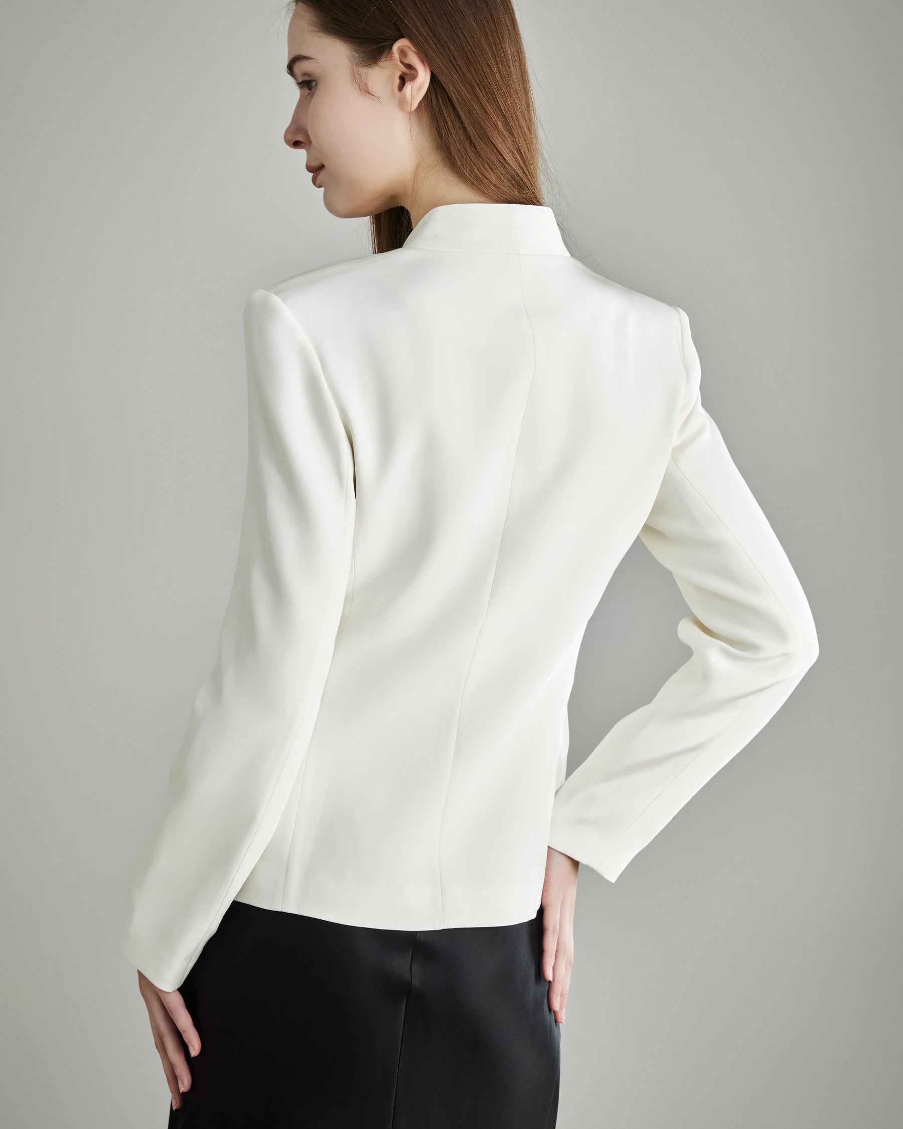 40 Momme Collarless Silk Blazer for Women - Luxury Lightweight Business Jacket - Office Wear & Evening Outfits - Perfect for Work, Weddings & Special Occasions