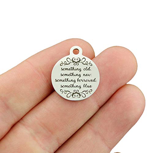 Bride Stainless Steel Charms - Wedding Jewelry for Something Old, New, Borrowed & Blue - Quantity Options (2 Charms) | Perfect for Bridal Shower Gifts, Wedding Favors & Keepsakes - BFS4469