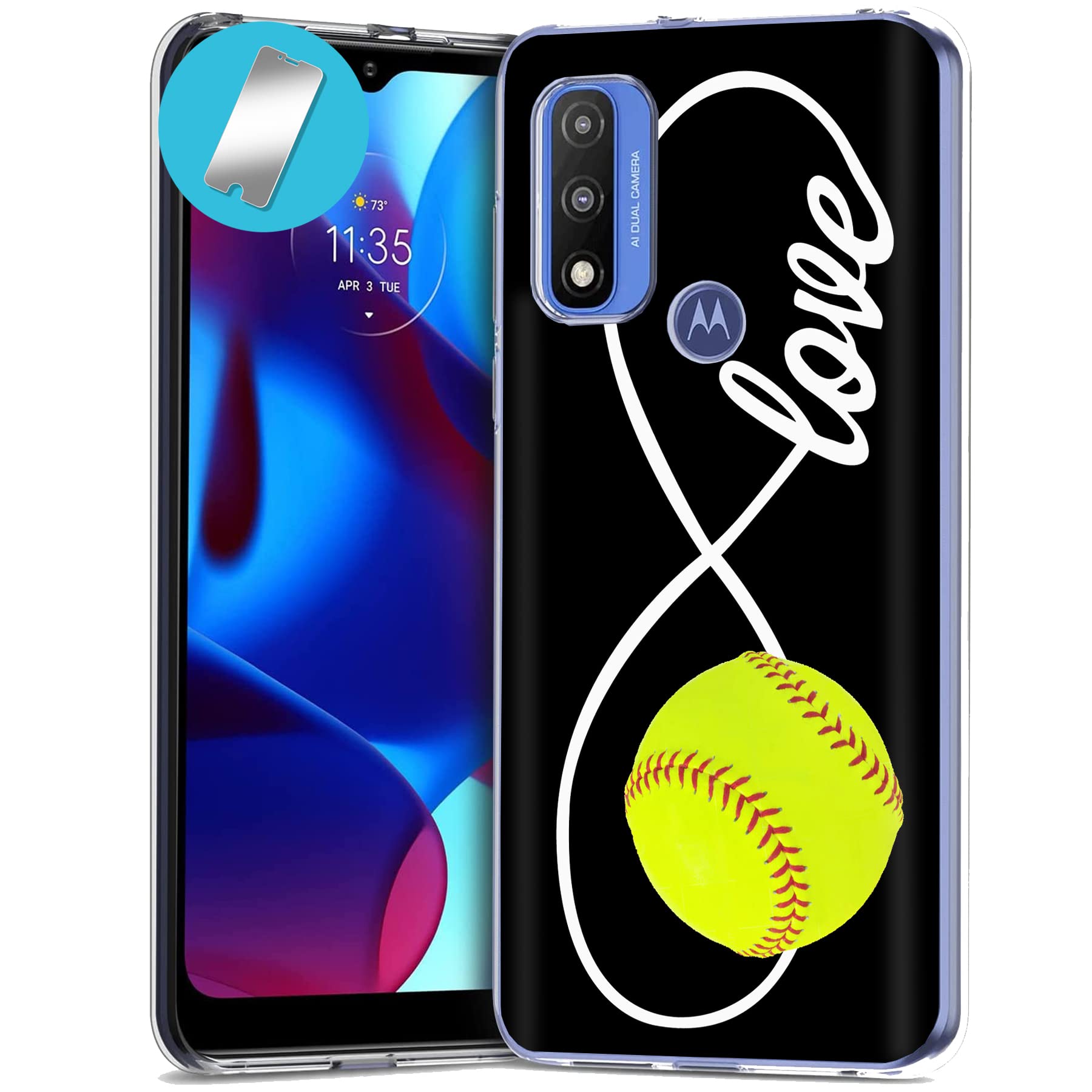 VIBECover Slim Protective Case for Motorola Moto G Pure - Shockproof TPU Cover with Tempered Glass Screen Protector Included - Perfect for Softball Players & Outdoor Activities