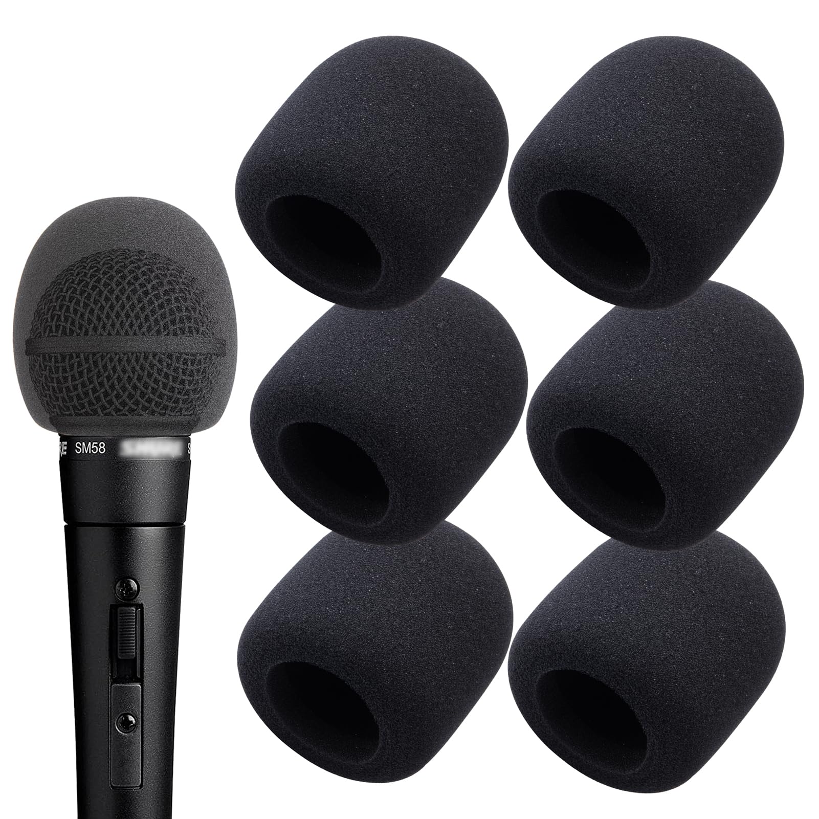 6-Pack Microphone Windscreens & Pop Filters - Professional Studio Mic Covers for Singing, Recording, Karaoke - Compatible with Bluetooth & Wireless Handheld Microphones by YOUSHARES - Perfect for Home Studios, Podcasting & Live Performances