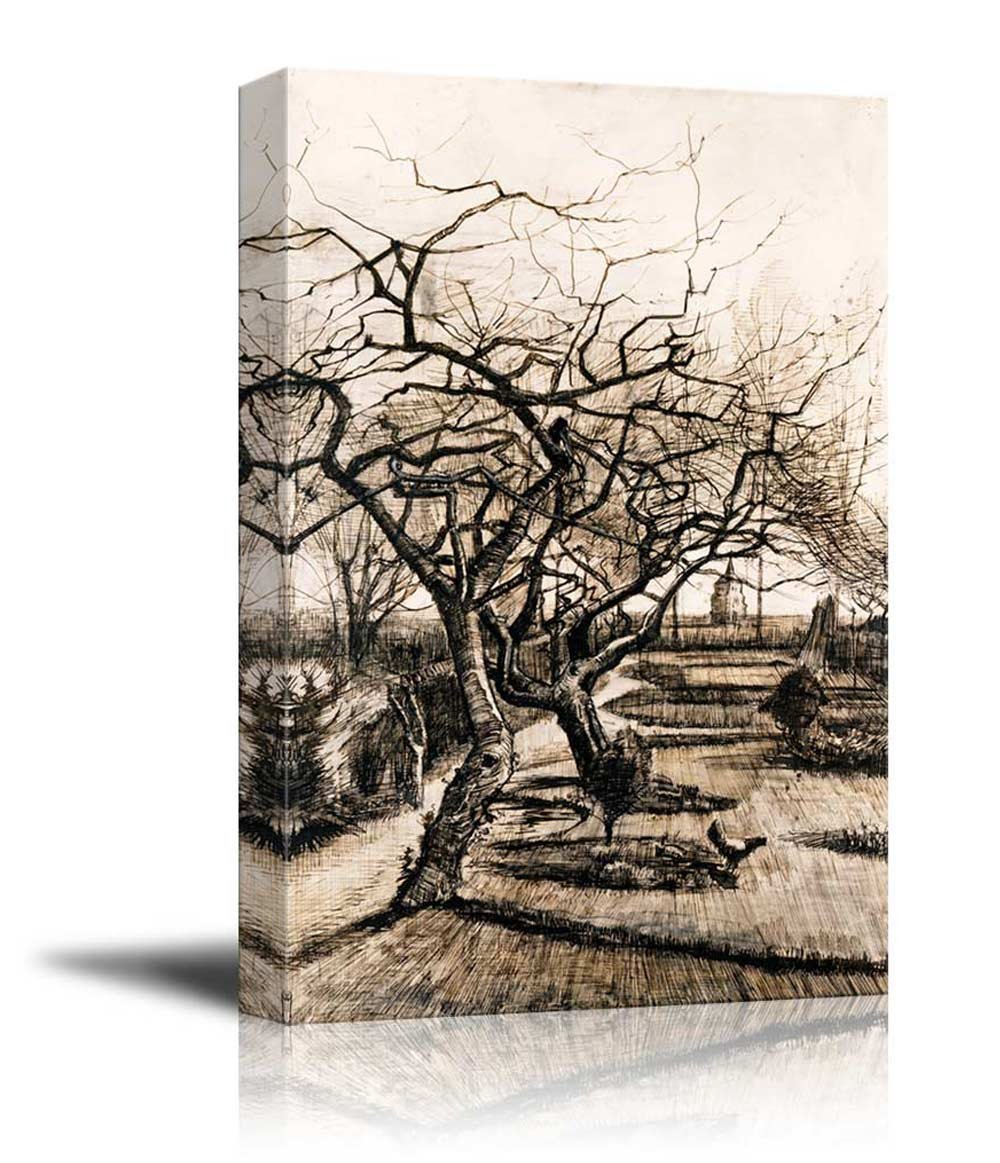 Vincent Van Gogh The Parsonage Garden at Nuenen in Winter Canvas Print - 32x48 Inch Famous Oil Painting Reproduction Wall Art - Perfect for Living Room, Bedroom & Office Decor