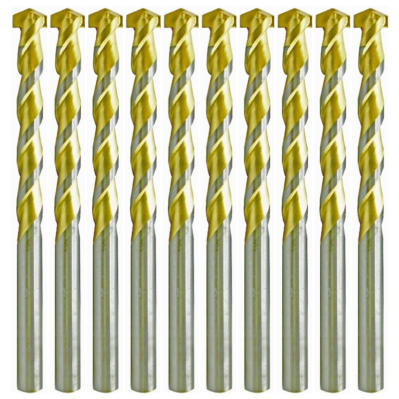 Carbide Tip Masonry Drill Bit Set 10Pcs for Concrete Stone Bricks - DIY & Construction