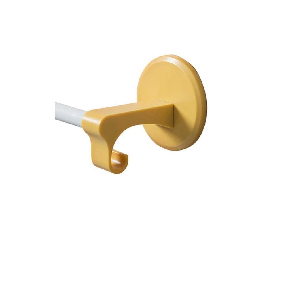 Eco-Friendly ABS Wrought Iron Wall Mounted Towel Rack - Non-Marking, Non-Perforated Sticker Installation with Hooks (White/Yellow, C1) - Perfect for Bathroom Storage & Organization
