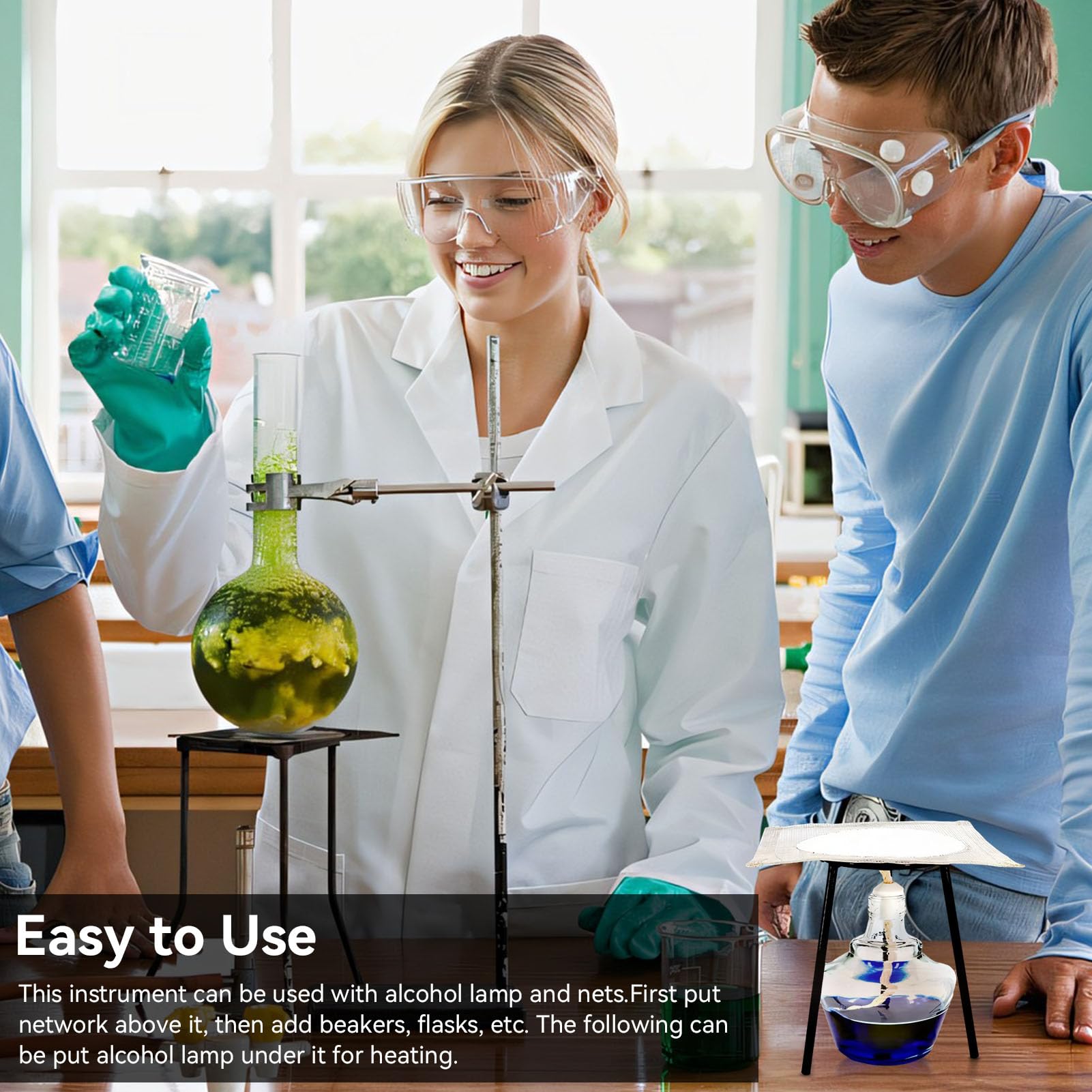 Lab Tripod Stand for Bunsen Burner & Alcohol Lamp - Durable Reusable Chemistry Lab Equipment - Ideal for Laboratory Experiments, Science Education & Classroom Use