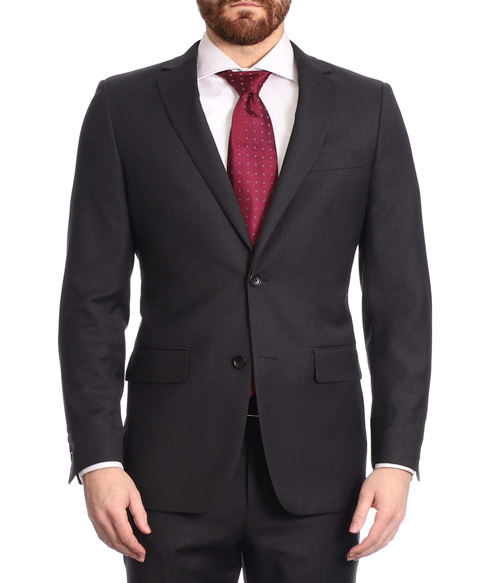 Men's Classic Fit Two-Button 100% Wool 2-Piece Suit - Perfect for Business Meetings, Weddings & Formal Events