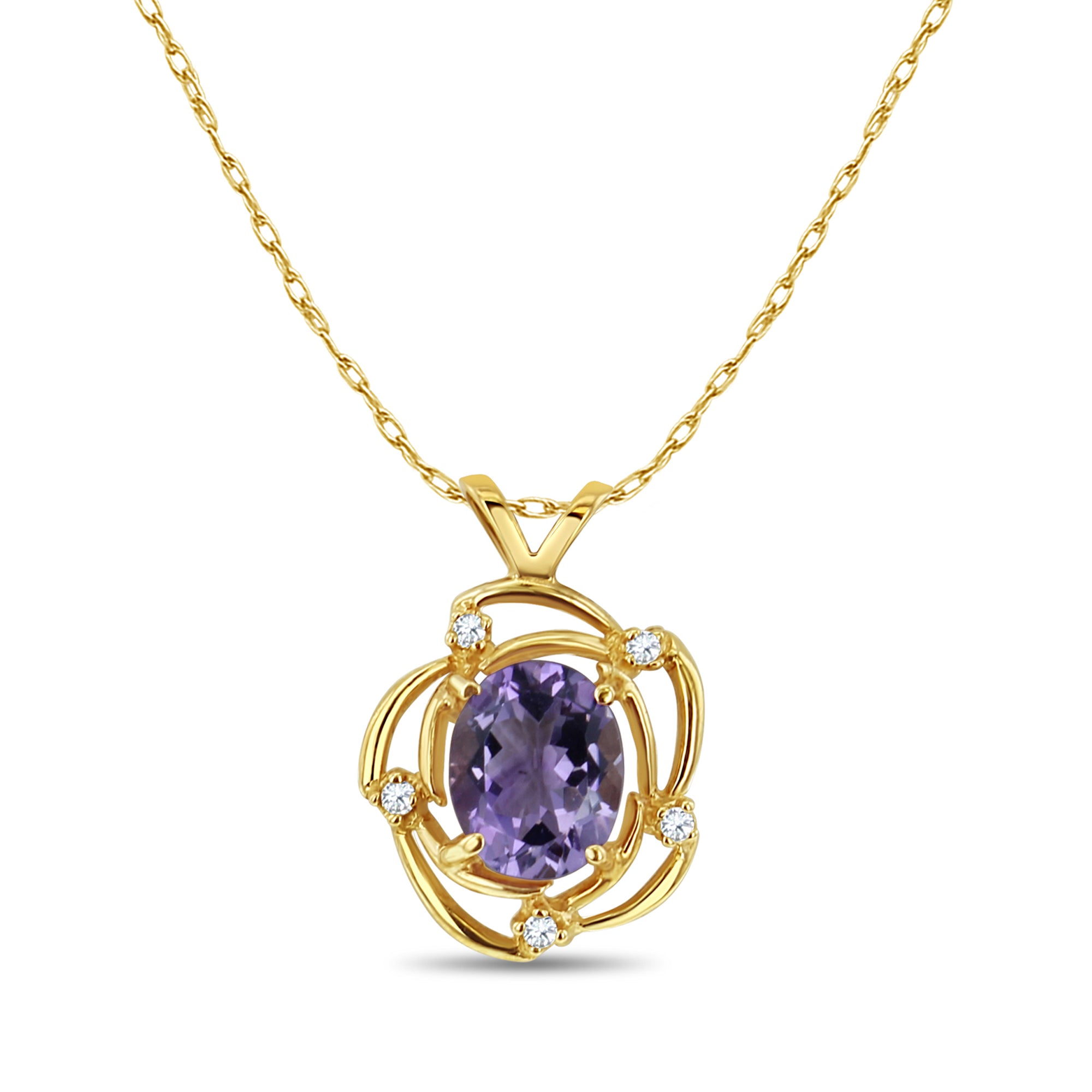 Elegant Oval Amethyst & Diamond Accent Necklace | 925 Sterling Silver Jewelry for Women | Perfect for Valentine's Day, Anniversary & Special Occasion Gifts