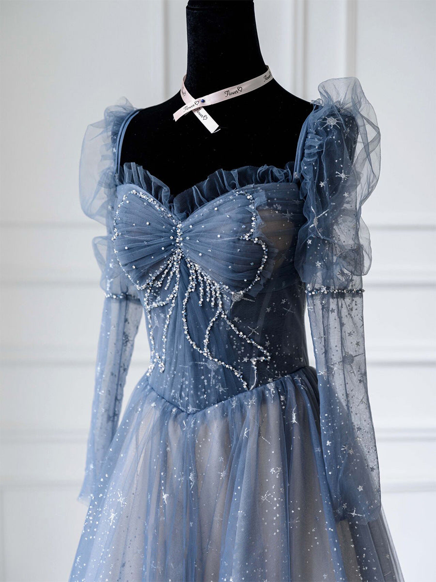 Blue A-Line Tulle Prom Dress with Sweetheart Neckline | Shiny Formal Party Gown for Sweet Princess | Perfect for Prom, Homecoming, Quinceañera & Special Occasions