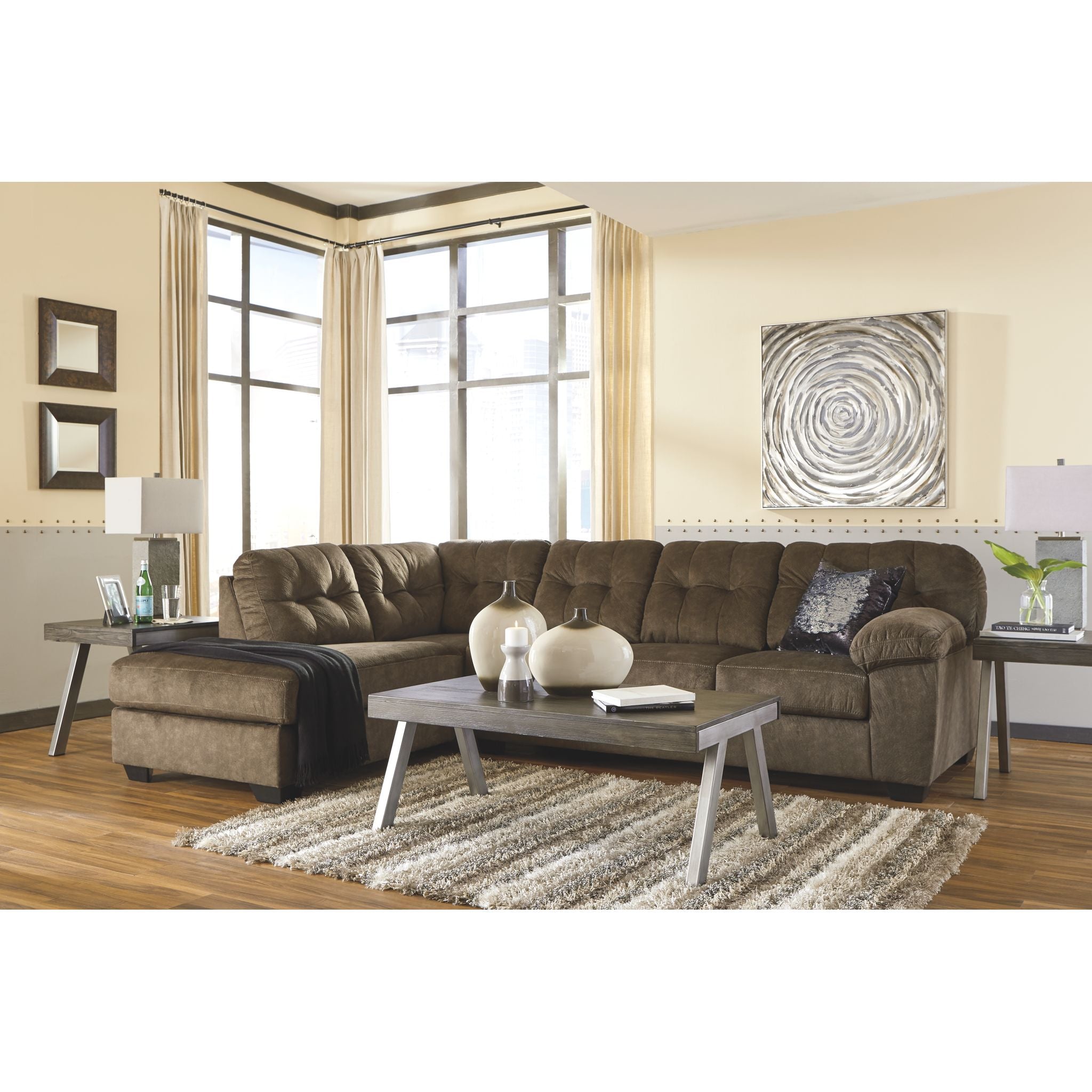 Accrington 2-Piece Sleeper Sectional Sofa with Chaise Lounge - Convertible Sleeper Sofa Bed for Small Spaces, Living Room & Guest Room Furniture - Perfect for Apartments, Dorms and Home Theater Seating
