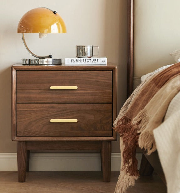 Solid Black Walnut Wood Nightstand - Bedside Table with Drawer for Bedroom Furniture, Modern Home Decor & Storage Solution