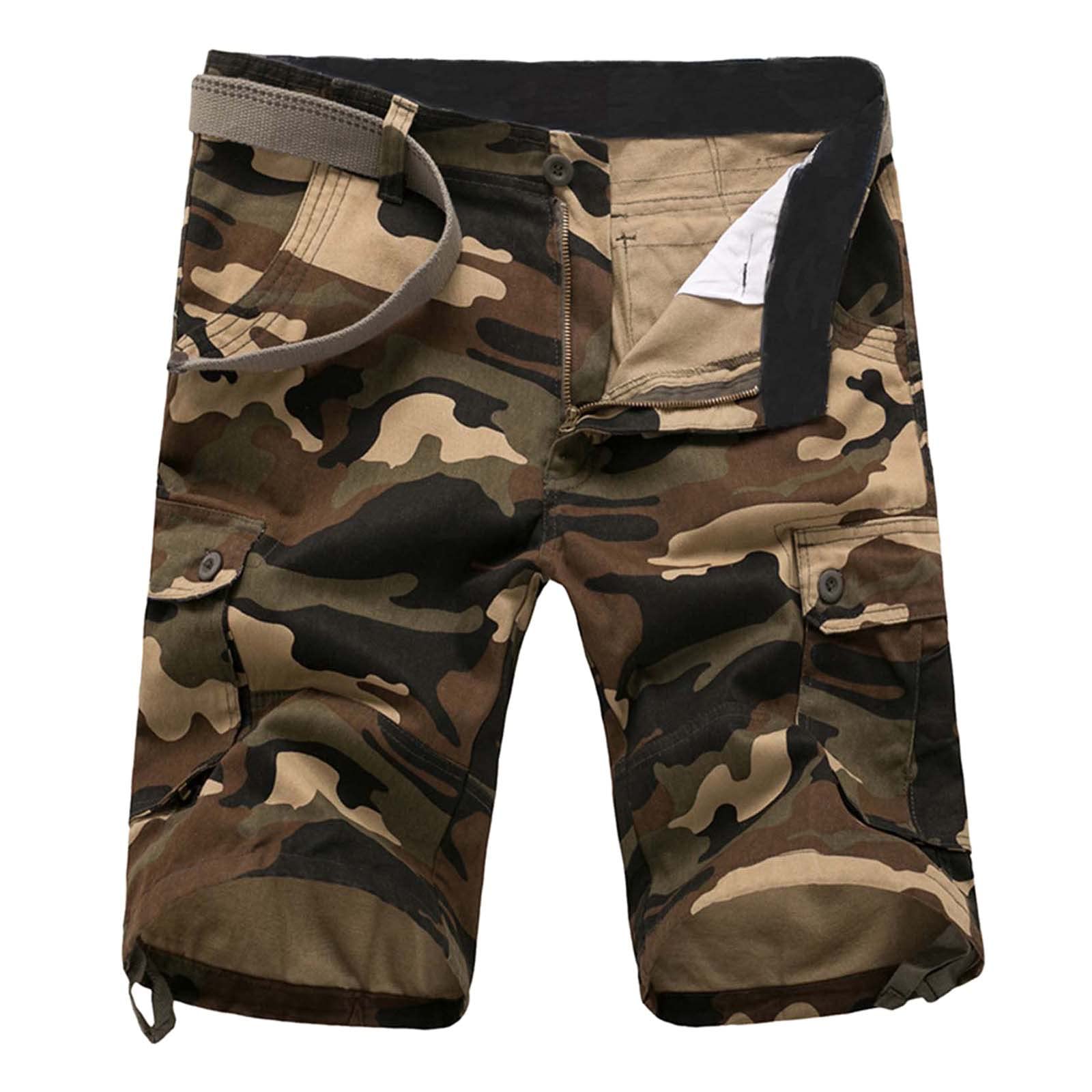 Men's Plaid Camouflage Cargo Shorts - Summer Beach & Casual Wear