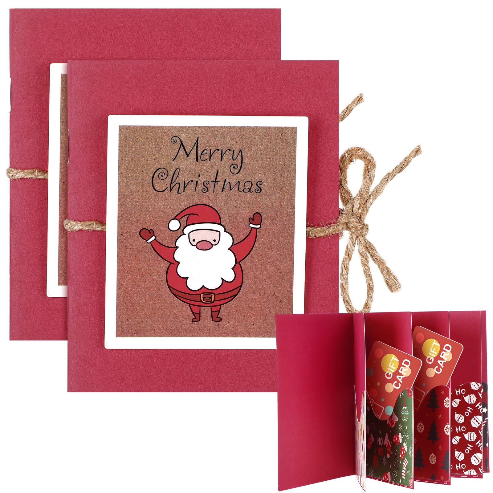 Frienda 2 Pack Christmas Mini Gift Card Holder Booklet - Holiday Money & Gift Card Sleeve Organizer for Teachers, Employees, Office Staff - Perfect for Xmas Gifts, Stocking Stuffers & Secret Santa Exchanges