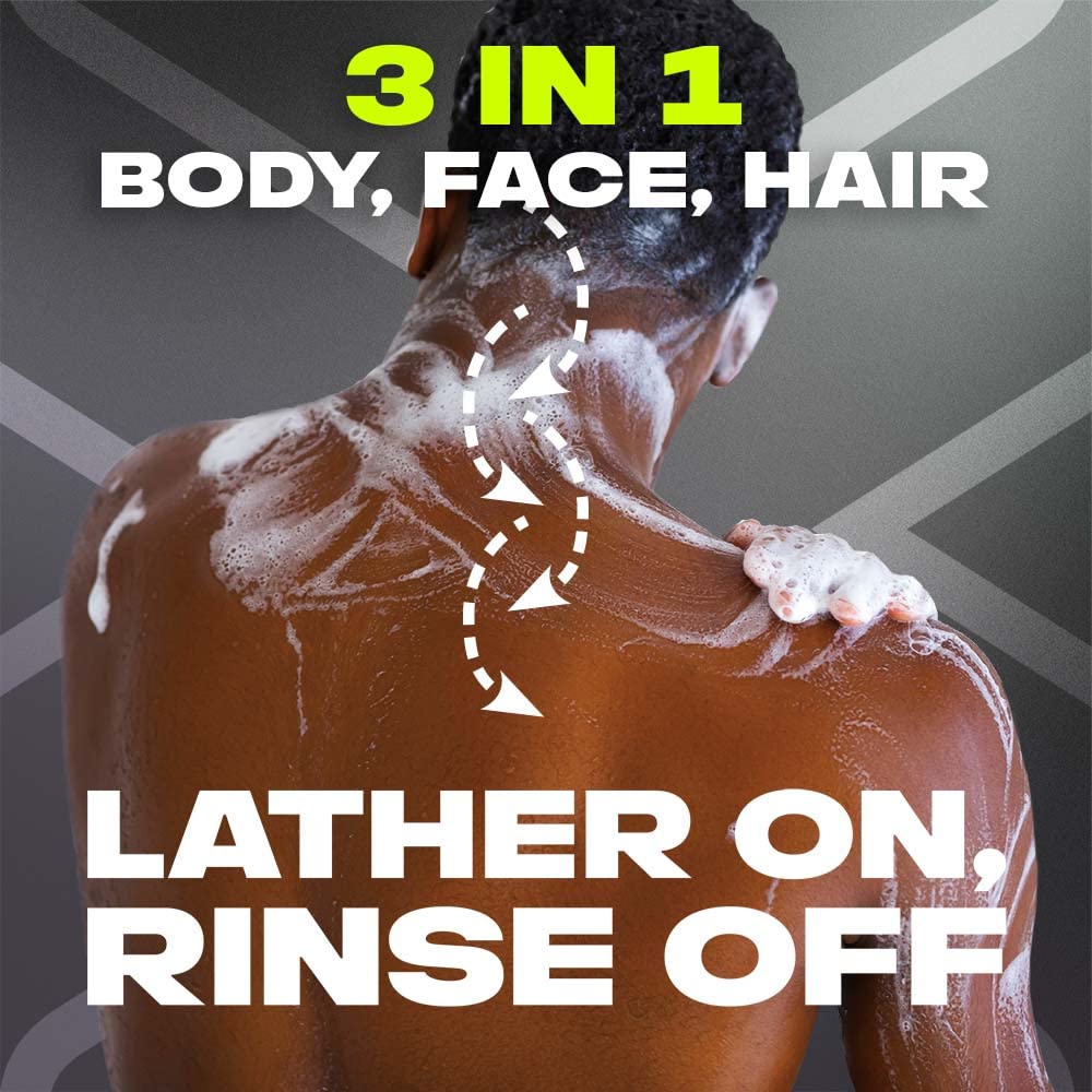 AXE Black 3-in-1 Body Wash, Face Wash & Shampoo for Men - Long Lasting Refreshing Frozen Pear Scent, Dermatologist Tested, 400ml - Perfect for Gym, Travel & Daily Shower Routine