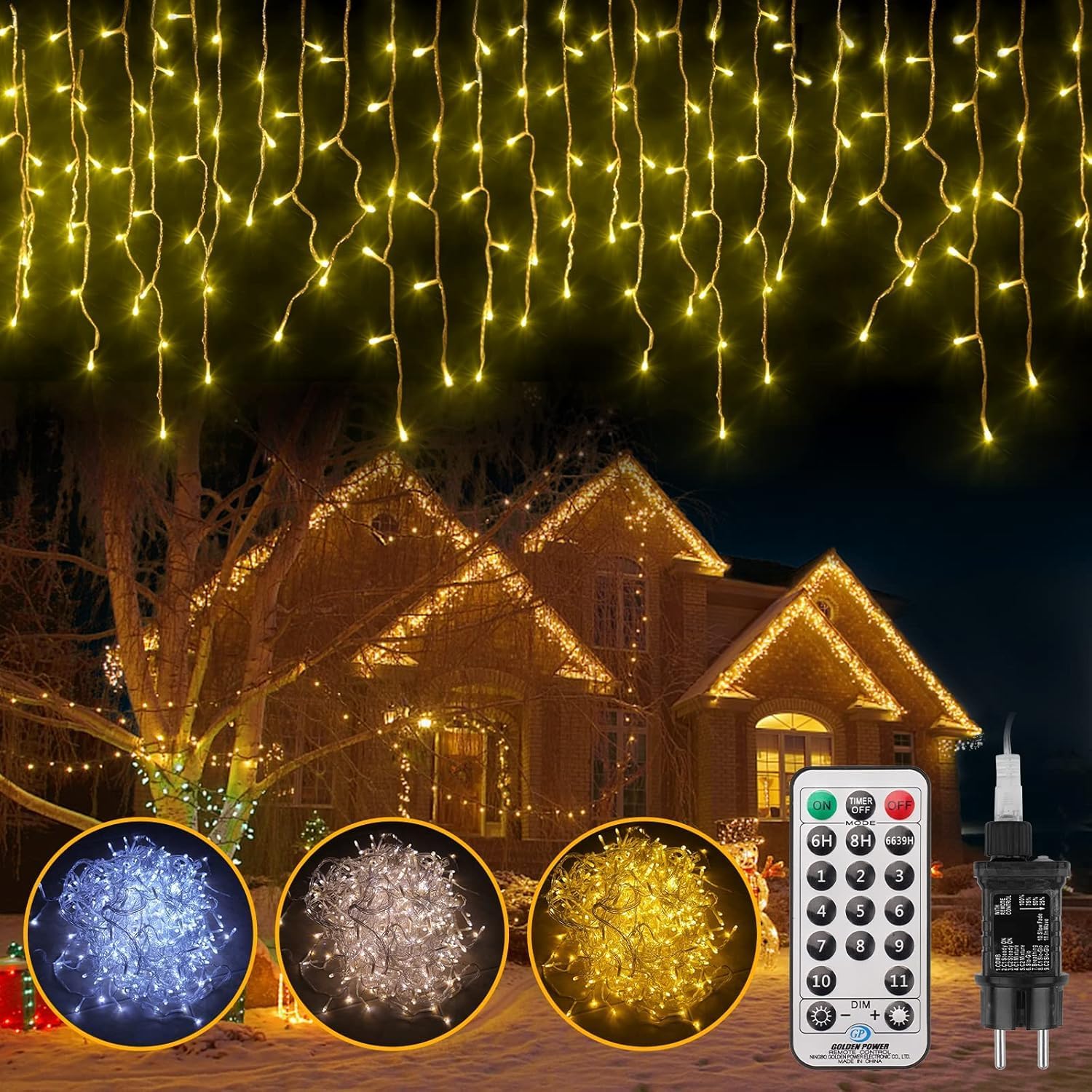 352 LED Fairy Lights 10m - IP44 Waterproof Copper Wire String Lights with Remote & 3 Timers, 11 Lighting Modes for Indoor Outdoor Wedding Party Christmas Garden Patio Curtain Decorations (Warm White) - Perfect for Home, Party, Wedding, Christmas and Outdoor Decor