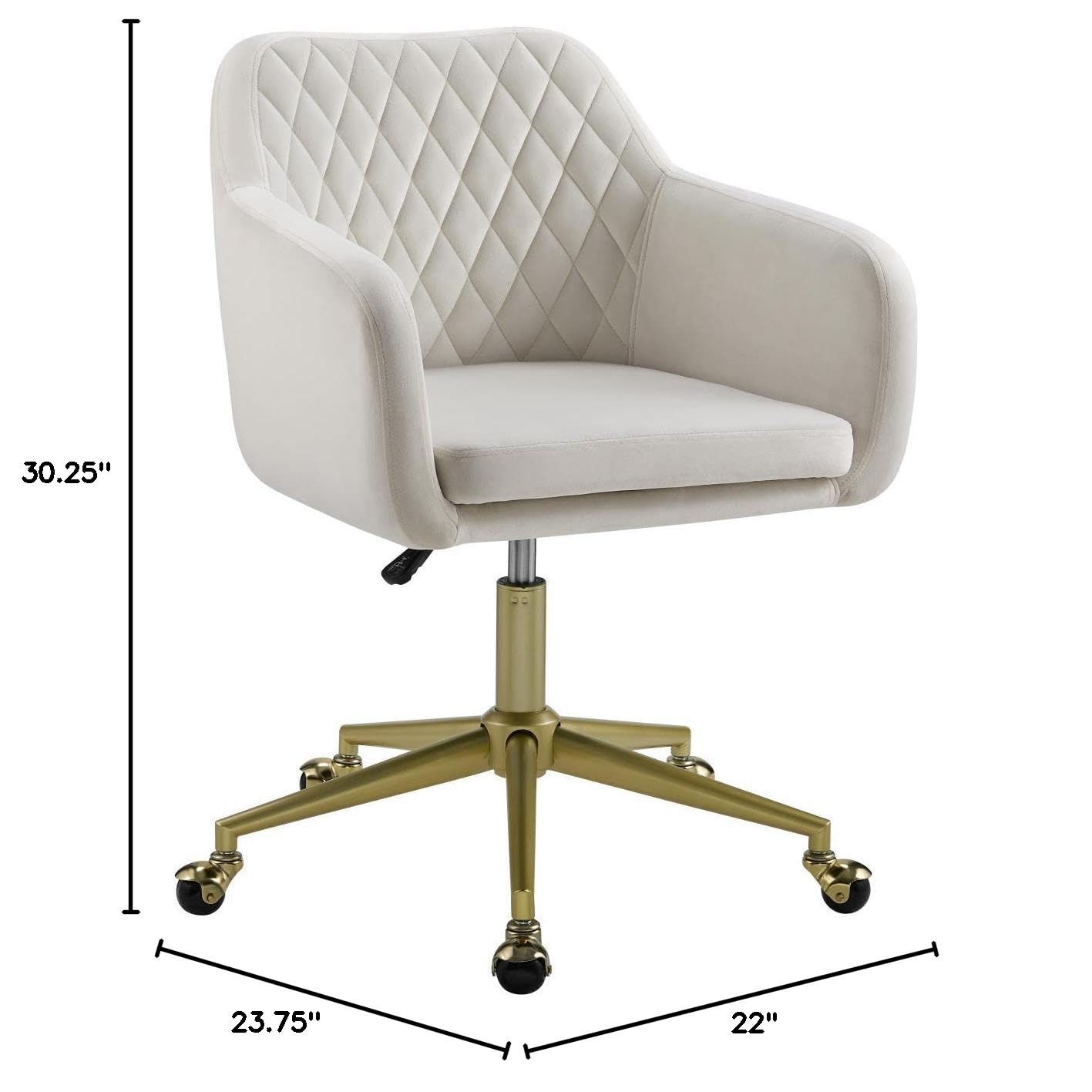 Linon Imogen Quilted Office Chair - Ergonomic Desk Chair with Padded Seat & Back Support, Off White - Perfect for Home Office, Study & Workspace