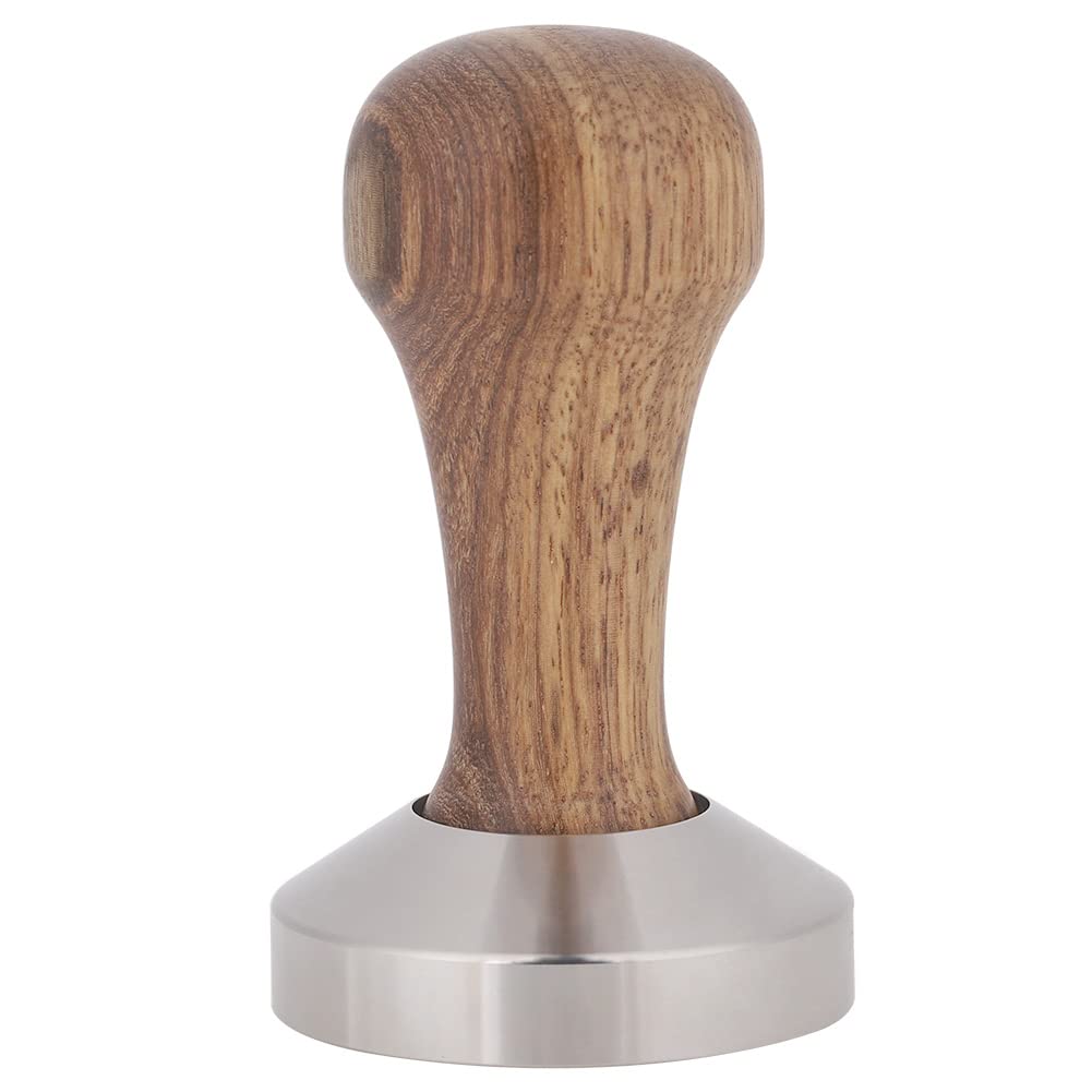 Premium 58MM Stainless Steel Coffee Tamper with Ergonomic Wooden Handle - Barista-Grade Espresso Puck Press Tool for Home & Professional Coffee Brewing