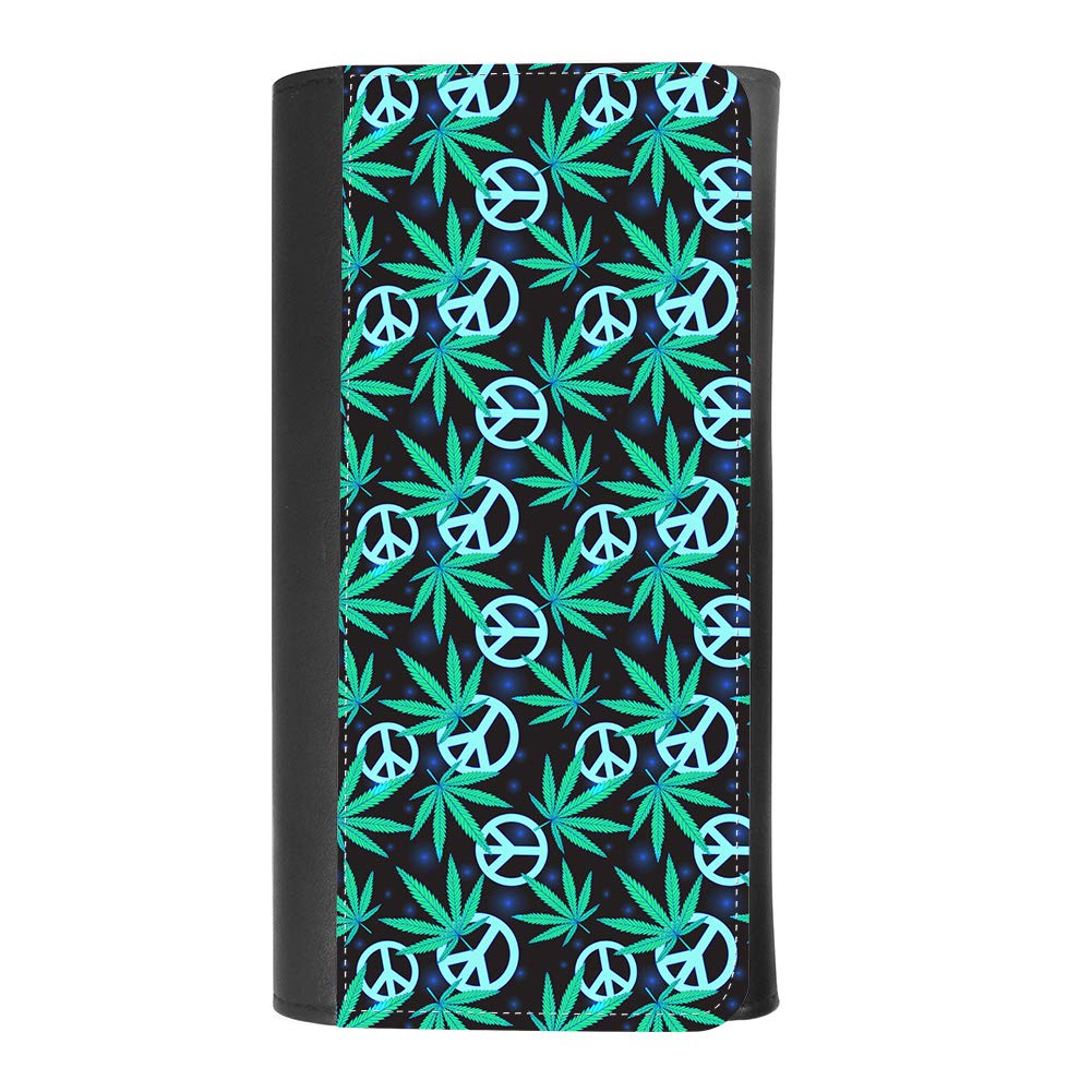 Cannabis Leaf Peace Symbol Leather Wallet for Women with Card Holder - Travel & Daily Use