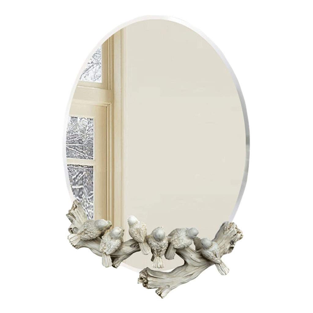 Wall Mounted Mirror with Sparrow Design - Decorative Hanging Vanity Mirror for Bedroom, Girls Makeup Mirror - Perfect for Dressing Tables & Home Decor