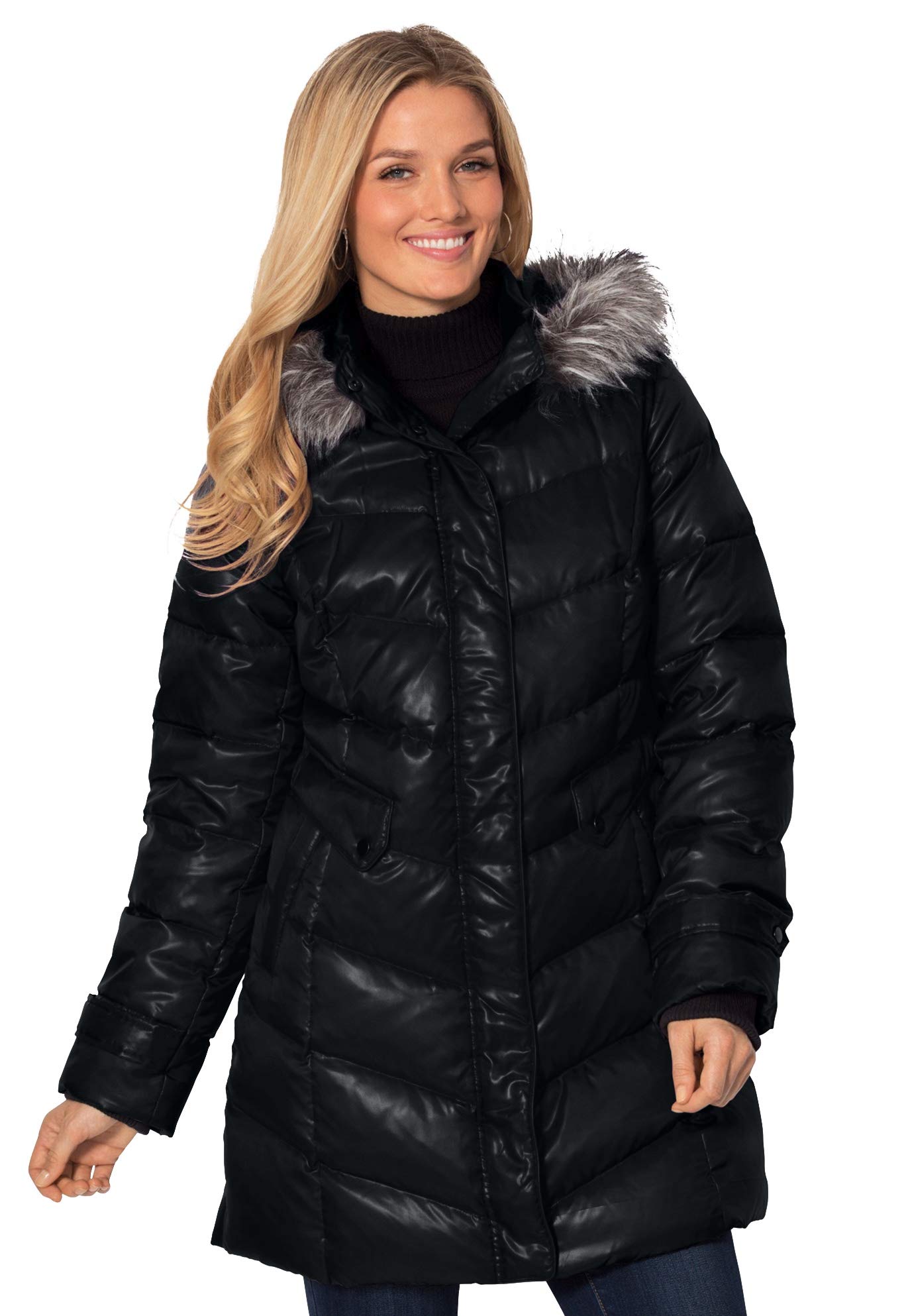 Woman Within Women's Plus Size Midweight Down Puffer Coat - Warm Winter Jacket for Outdoor Activities, Travel & Casual Wear