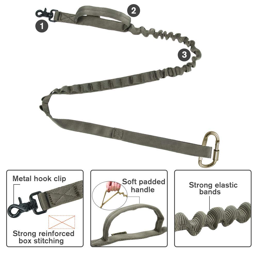 **XS Adjustable Nylon Puppy Dog Collar & Bungee Tactical Leash with Handle – Perfect for Small Dogs, Training, and Outdoor Adventures**
