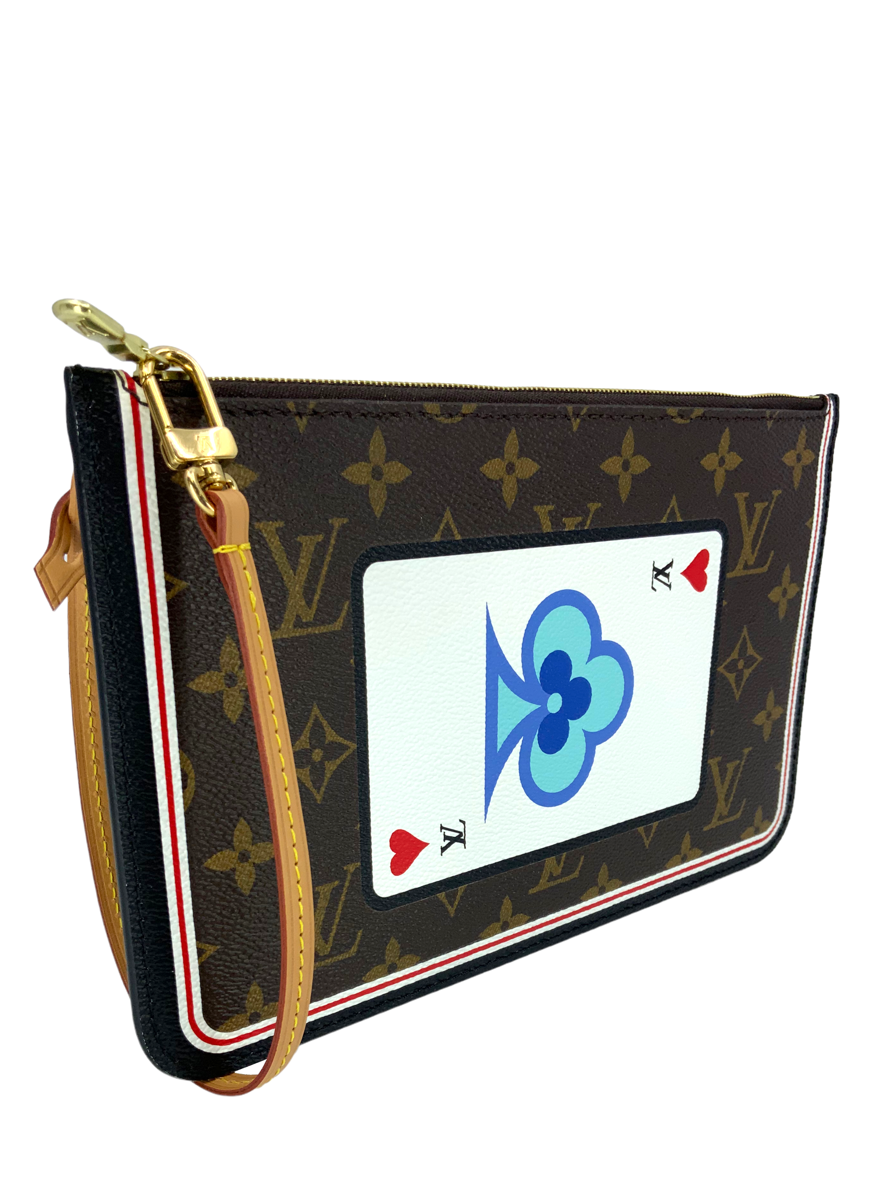 Authentic Louis Vuitton Neverfull MM Pochette Wristlet with Poker Cards Game Design - Luxury Crossbody Bag for Women | Perfect for Travel, Shopping & Evening Events