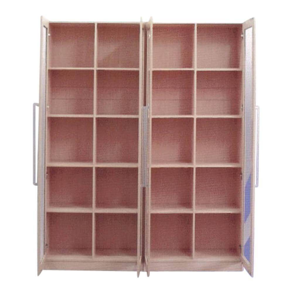Moselle 4-Door Display Bookshelf - Modern Wooden Bookcase with Glass Doors for Living Room, Office & Library Storage