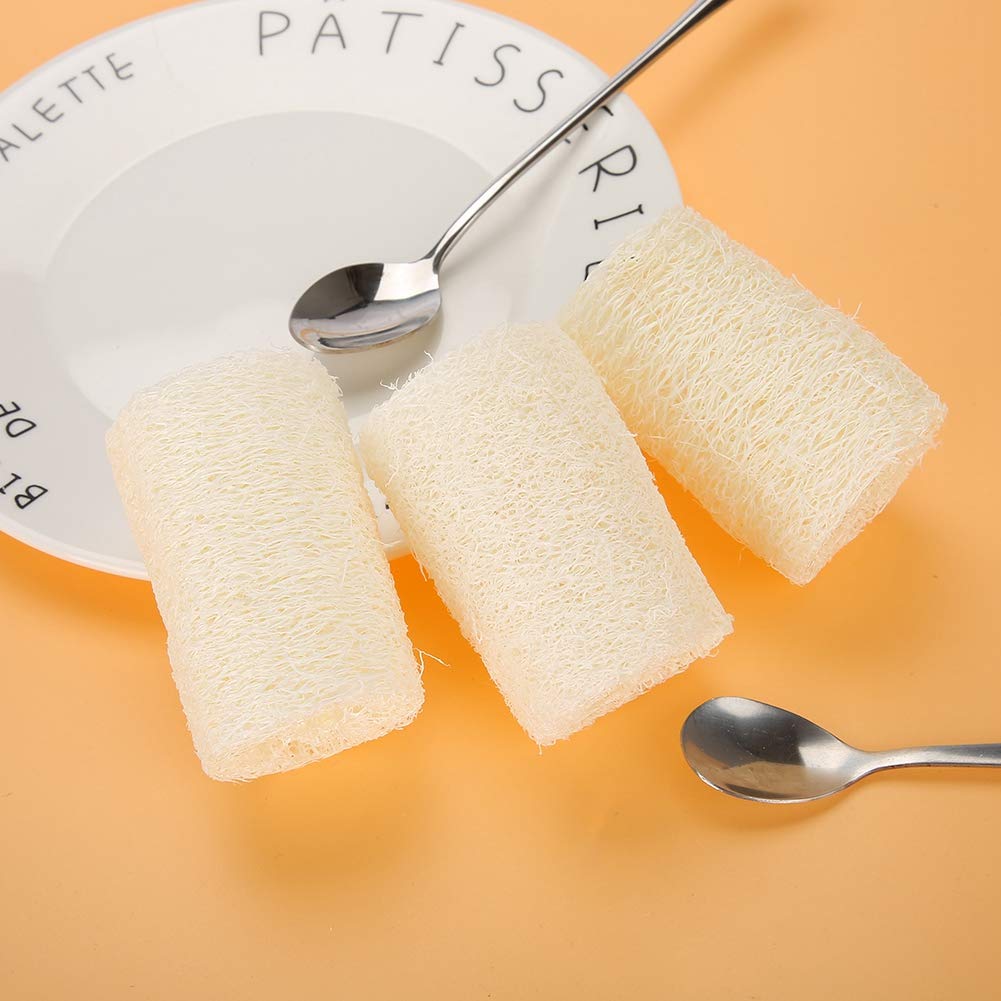 Natural Loofah Bath Sponge - Exfoliating Body Scrubber for Shower & Spa, Dead Skin Remover & Soap Holder, Multi-Purpose Kitchen Cleaning Scrubber (3inch, 6-Pack) - Perfect for Home, Travel & Gifts