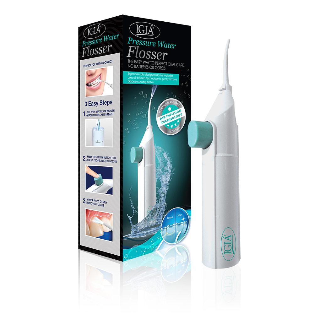 IGIA Cordless Water Flosser for Teeth - Portable Dental Oral Irrigator with 4 Tips, 300ml Tank - Perfect for Travel, Braces & Gum Care