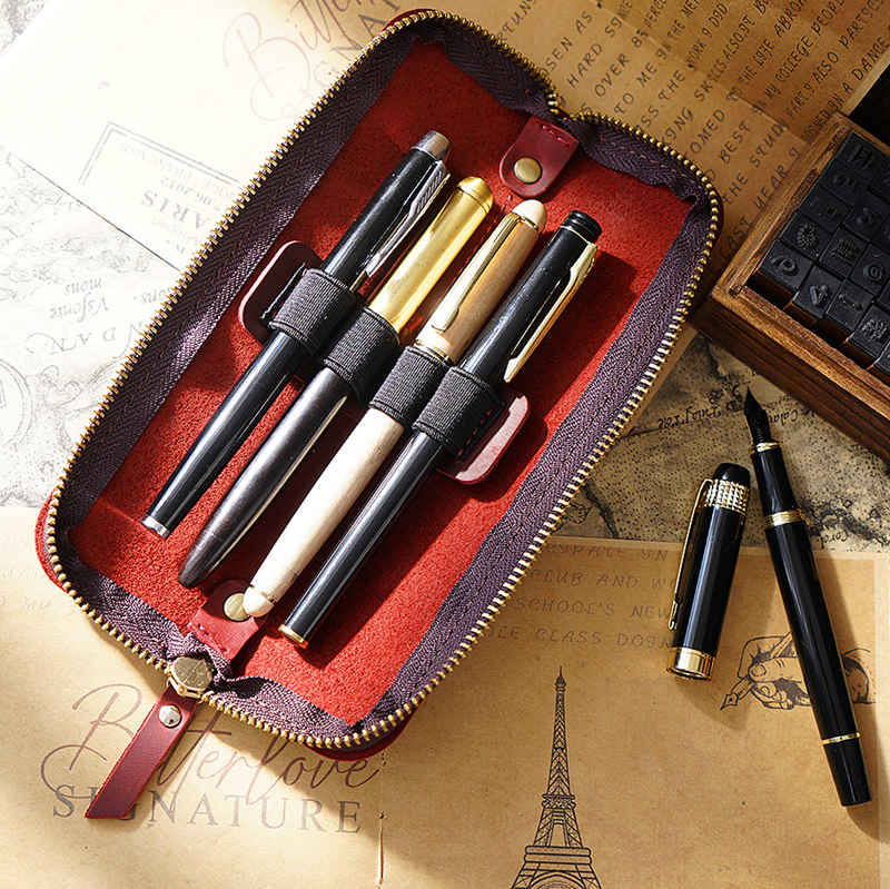 Premium Mini Zippered Leather Pen & Pencil Case - Compact Stationery Organizer for School, Office & Travel - Perfect Gift for Students & Professionals