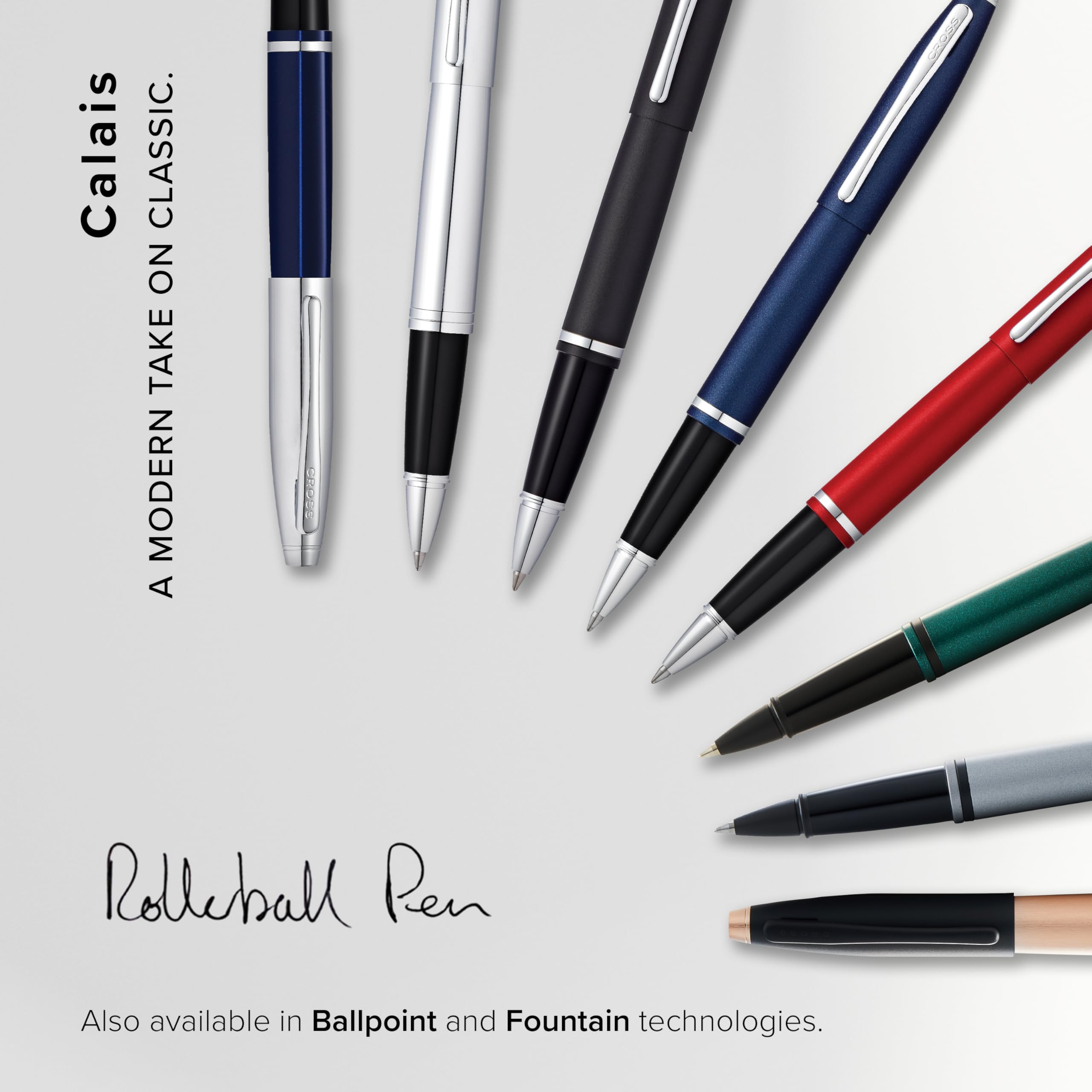 Cross Calais Brushed Rose Gold & Black Lacquer Rollerball Pen - Premium Writing Gift for Professionals, Graduates & Office Use