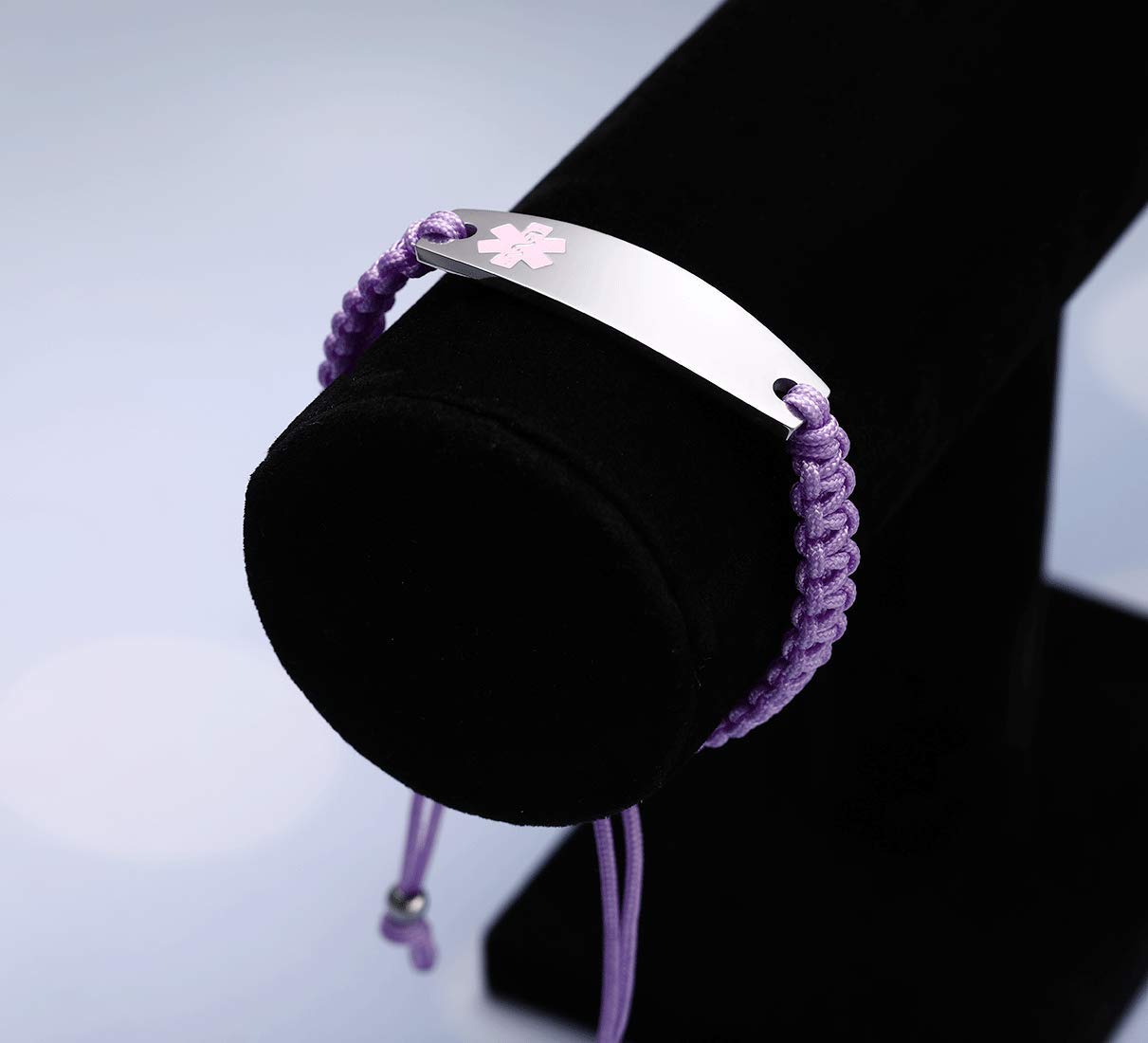 Custom Medical Alert Bracelets for Women - Free Engraving, Adjustable 6.5-8.5 Inches, Nylon Handmade Braided Rope ID Bracelet | Perfect for Allergies, Diabetes & Emergency Medical Identification