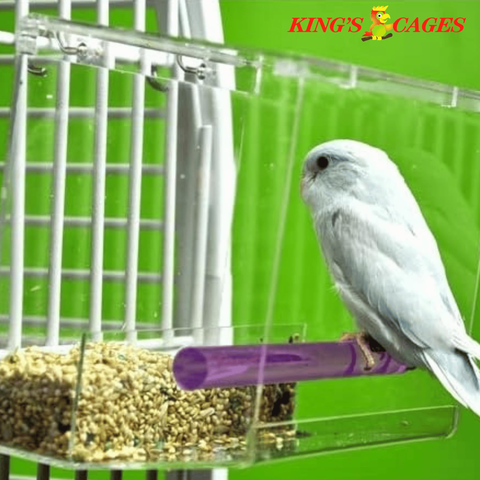 Durable Clear Plastic Small Bird Seed Feeder with Non-Slip Perch - Easy Cage Mount for Indoor/Outdoor Use - Perfect for Parakeets, Finches & Canaries - Ideal for Home, Garden or Aviary Bird Feeding