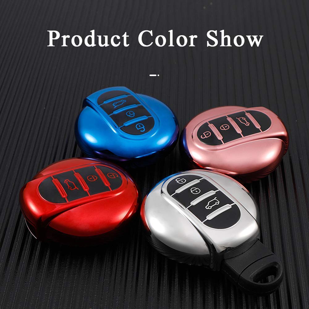SANRILY Blue Smart Key Fob Case for BMW Mini Car Keys (2016-2020 Models) - Protective Keyless Remote Cover for Mini Cooper, Clubman, Convertible & Countryman | Durable Keychain Holder for Everyday Use & Travel Protection