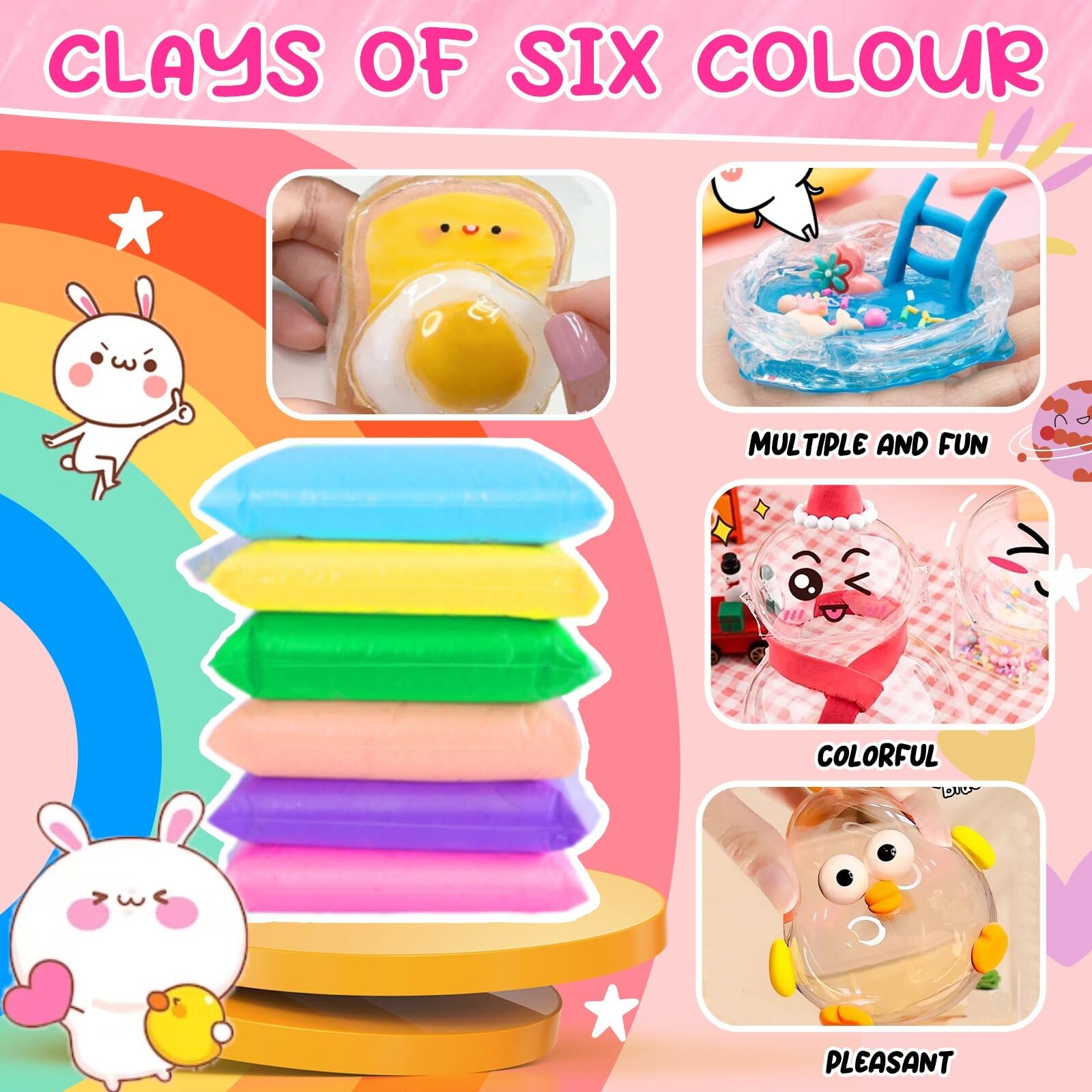 Cute Bunny Nano Bubble Tape Kit for Kids - Squishy Maker Toy for Girls 4-13 - Fun Stress Relief & Sensory Play