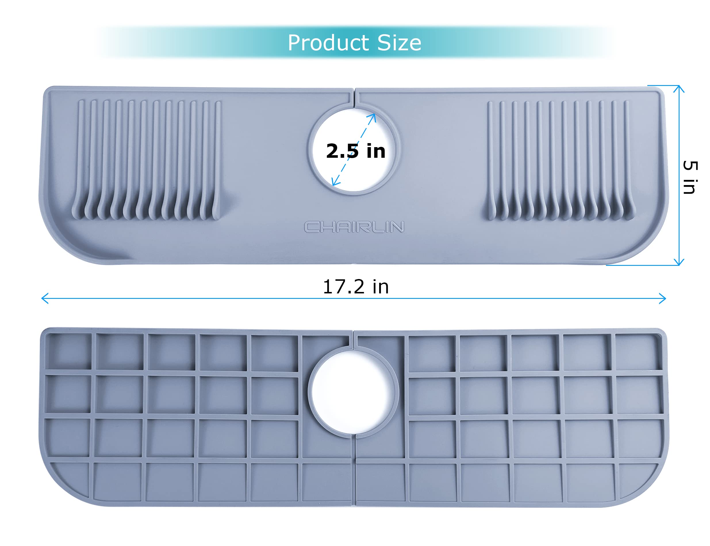 Self-Draining Silicone Faucet Water Catcher Mat - Drip Protector & Splash Guard for Kitchen Sink, Bathroom, Bar, Farmhouse & RV Countertops | Prevents Water Damage & Mess for Easy Cleaning (Perfect for Daily Use, Dishwashing & Handwashing)
