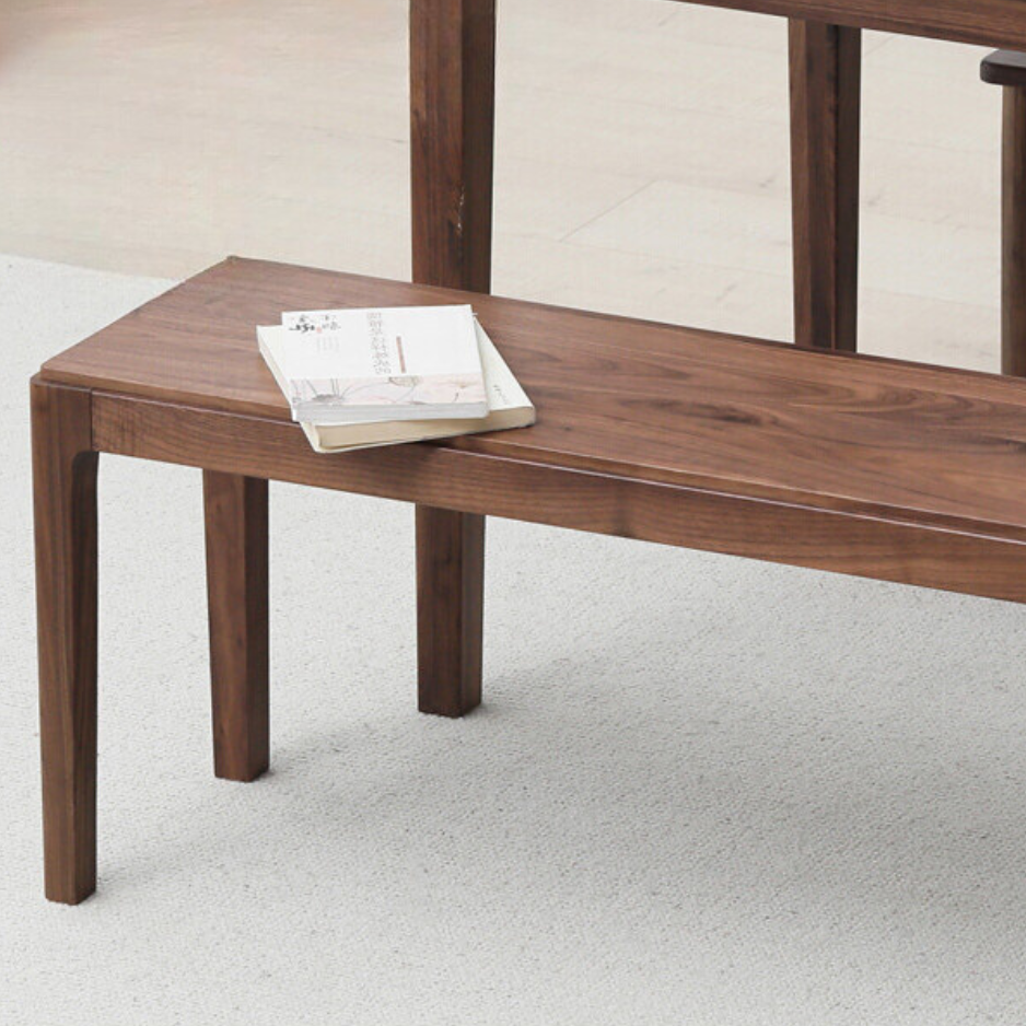 Black Walnut Solid Wood Nordic Long Bench - Modern Entryway & Dining Room Seating - Perfect for Hallway, Bedroom, and Living Room Decor