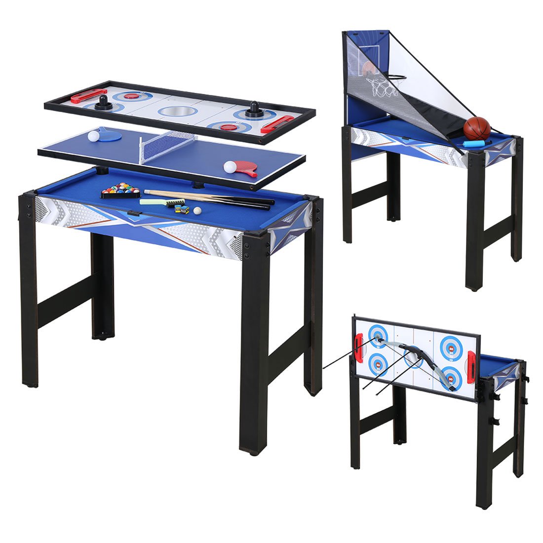 5-in-1 Multi Game Table Set - Folding Foosball, Pool, Hockey, Ping Pong & Basketball Combo for Indoor Fun (3FT) - Perfect for Game Rooms, Basements & Family Entertainment