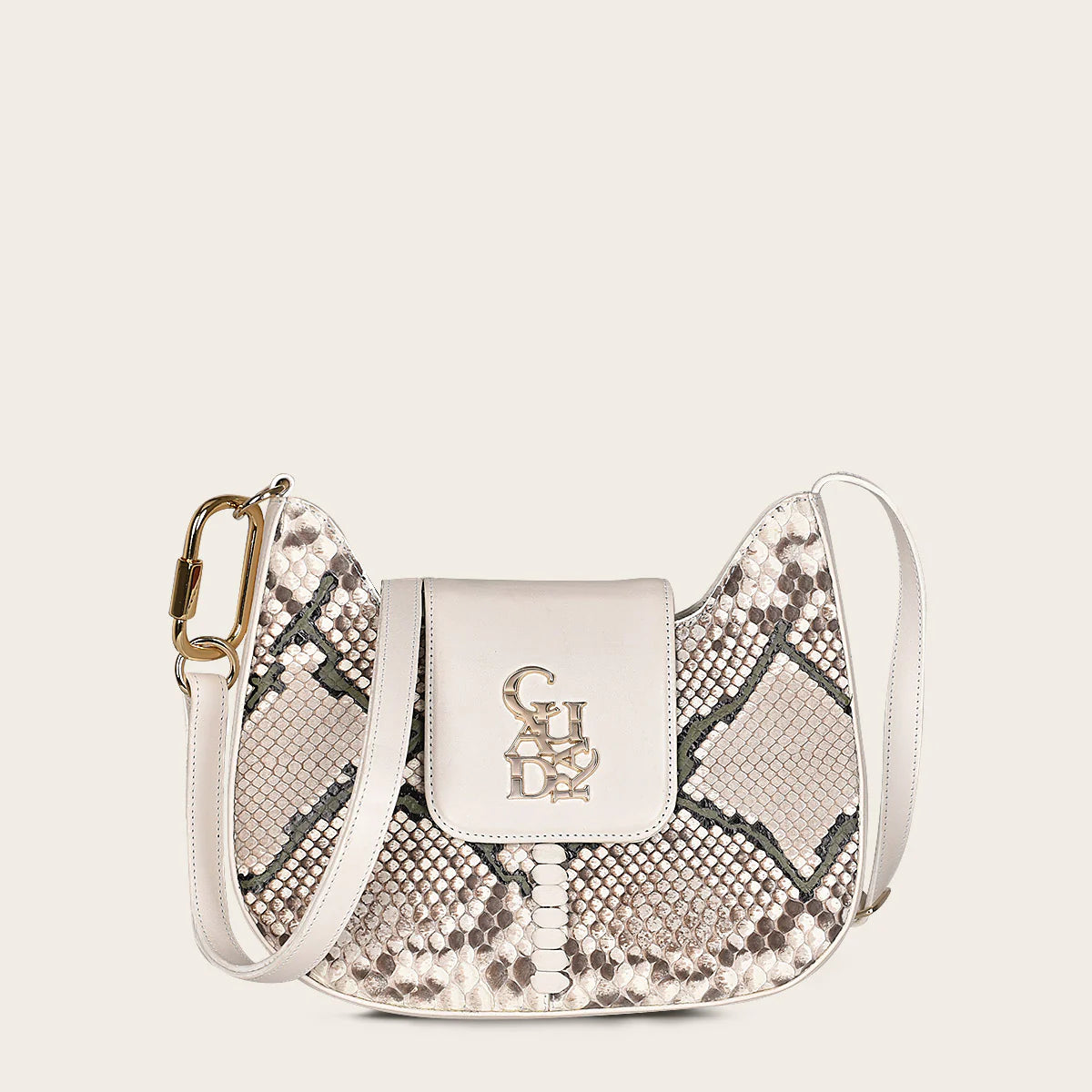 BOD88PI Women's Cuadra White Fashion Python Crossbody Bag - Stylish & Elegant Purse for Daily Use, Parties & Travel