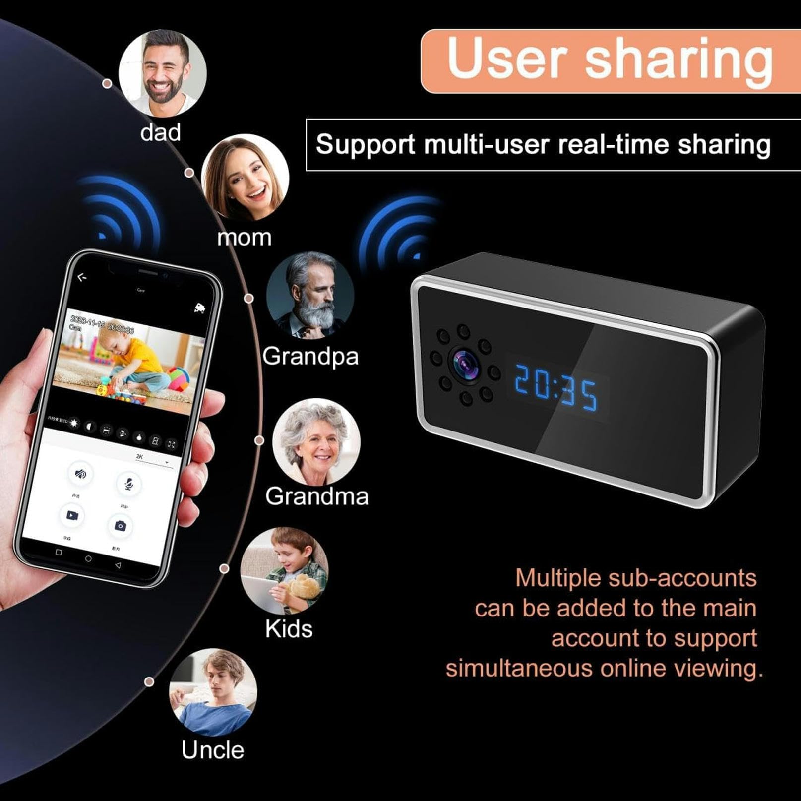 FKINGLRK WiFi Home Security Camera - 1080P Hidden Spy Camera with Audio, Motion Detection & Remote Monitoring | Ideal for Nanny Cams, Baby Monitors & Home Surveillance