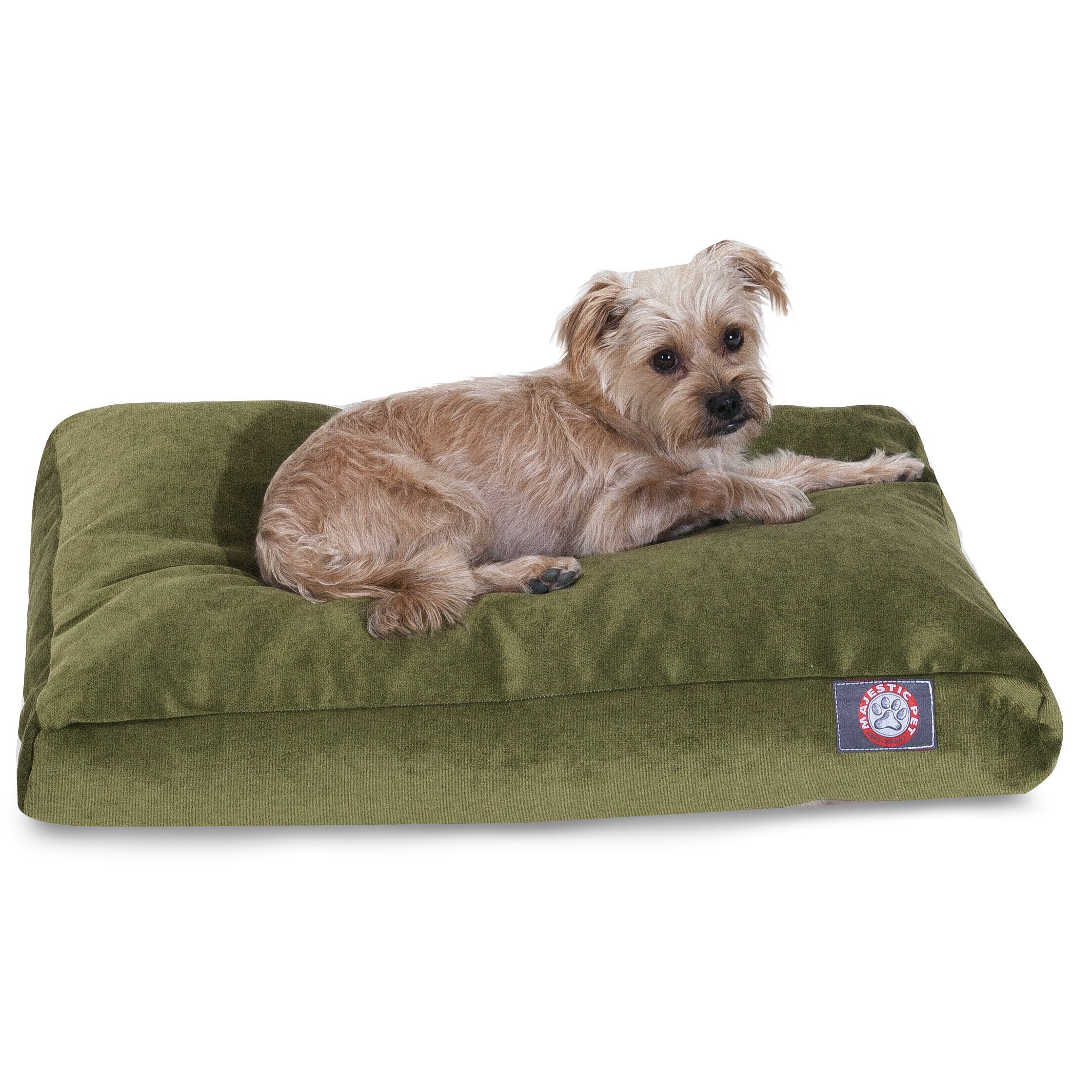 Majestic Pet Villa Rectangle Washable Dog Bed – Non-Slip Comfortable Crate & Kennel Bed with Removable Cover – Medium Size Fern Green Polyester Fiber Pet Bed for Sleeping, Lounging & Travel Use